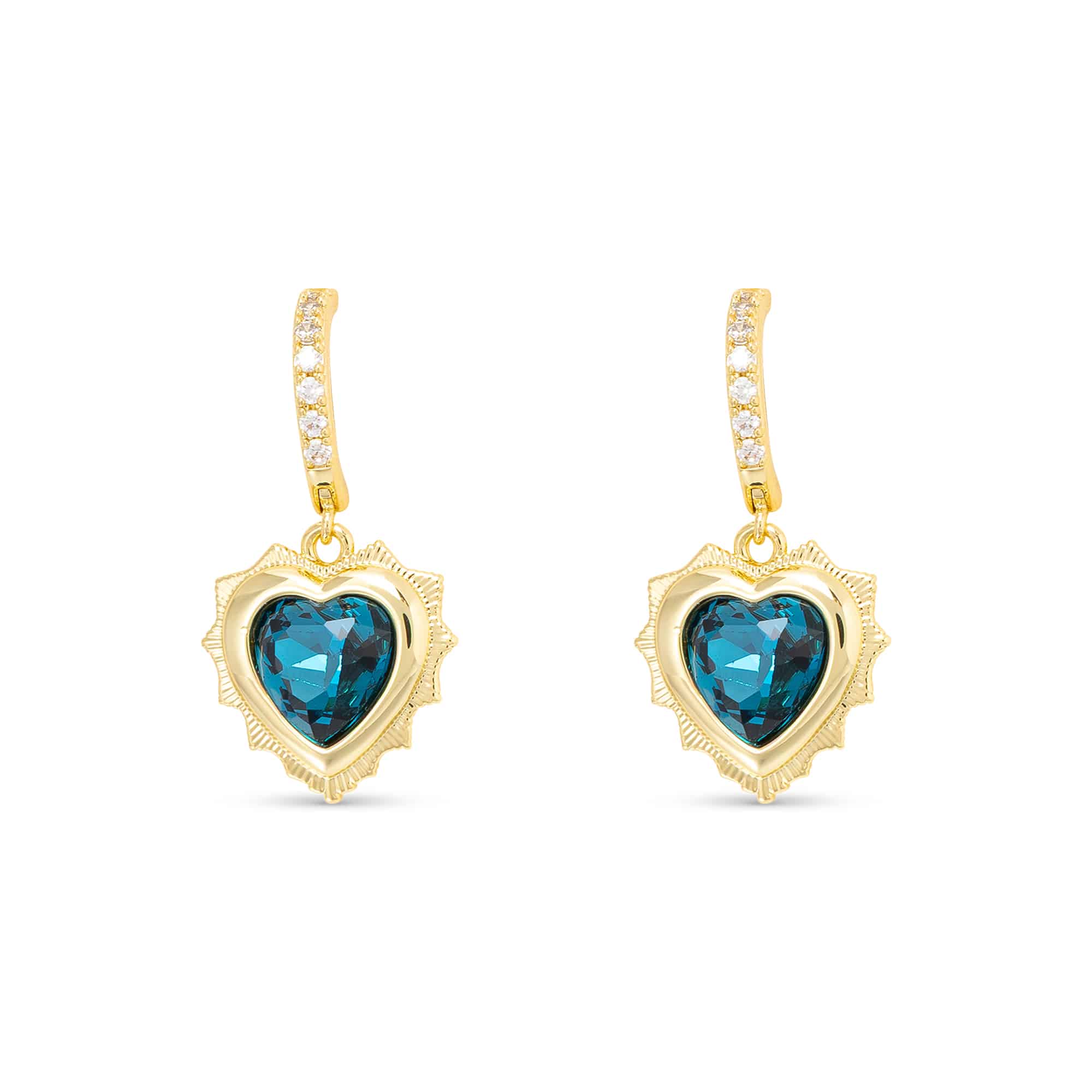 Gold Crystal Birthstone Heart Earrings