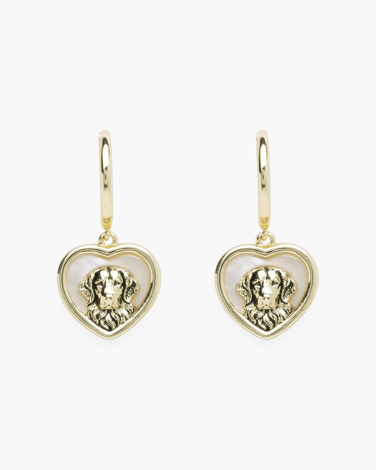 Gold MOP Heart Pet Dog Earrings