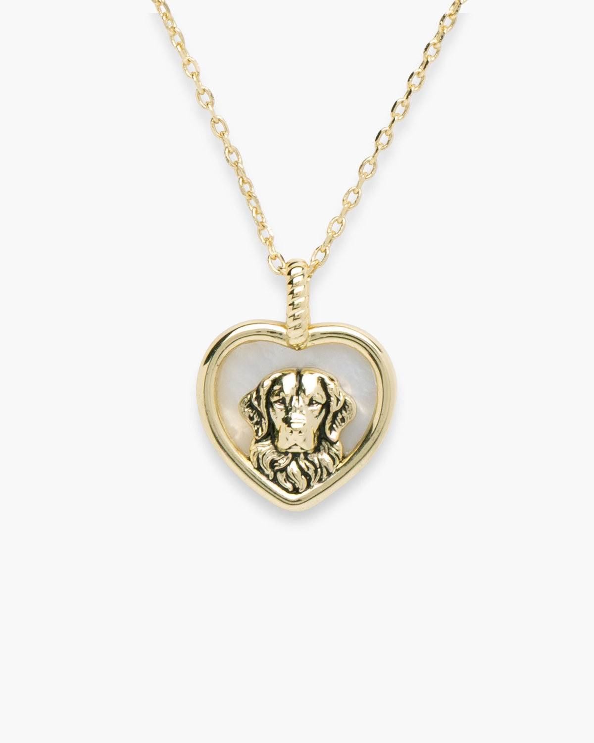 Gold MOP Heart Pet Dog Necklace