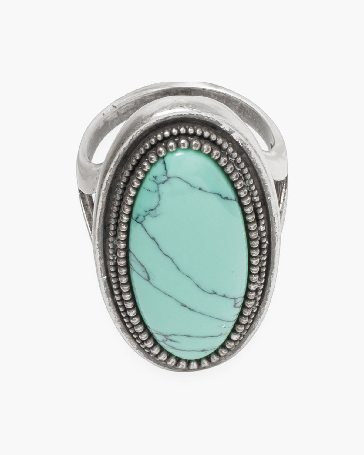 Silver Large Turq Oval Ring