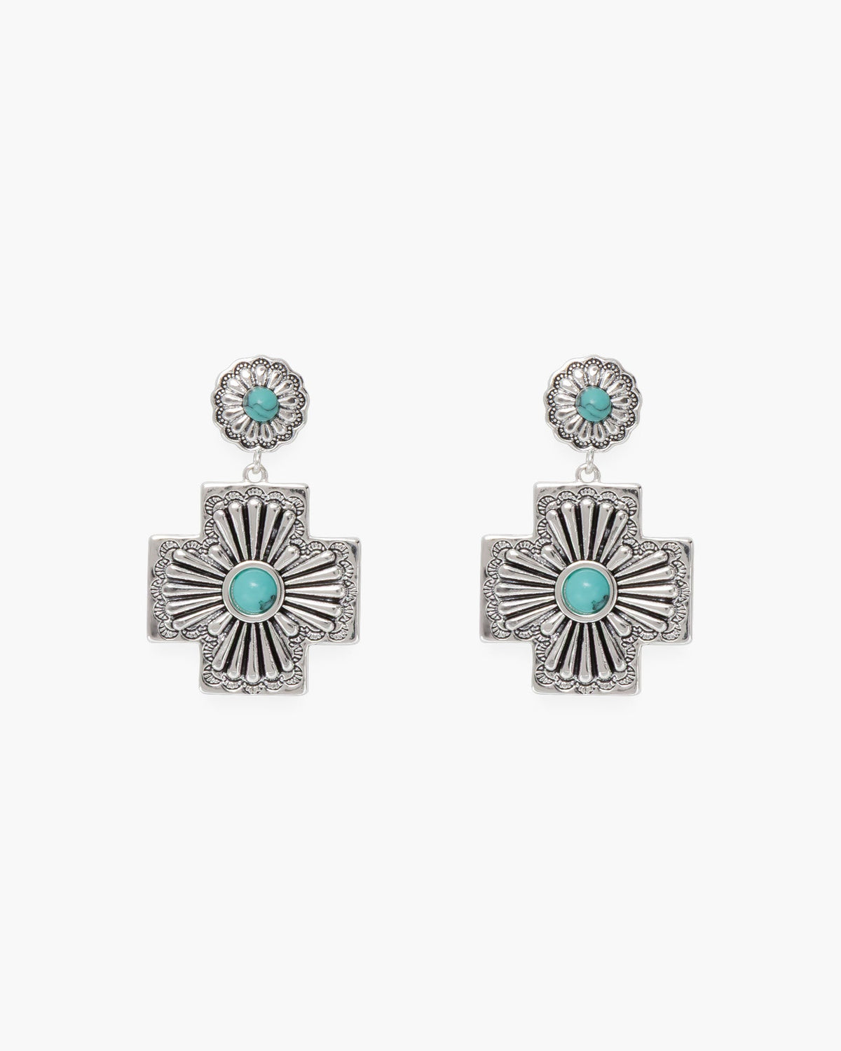 Turq Cross Earring