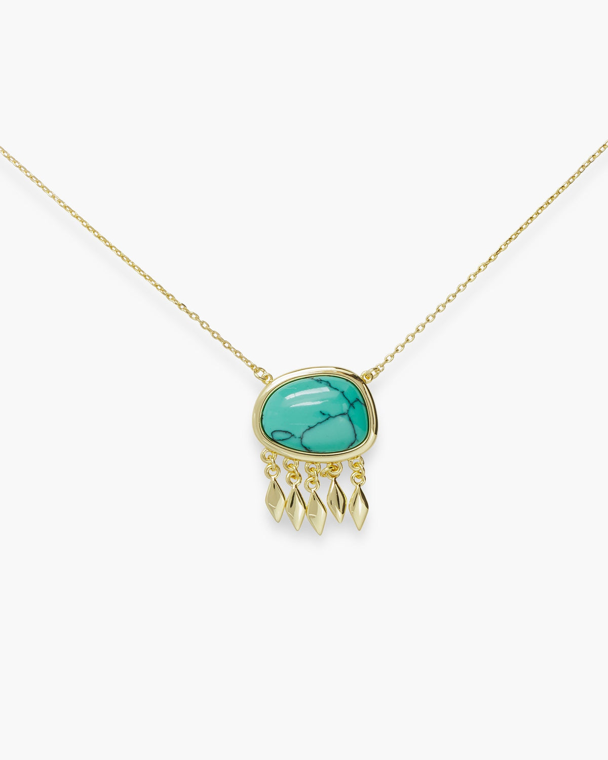 Gold Fringed Stone Necklace