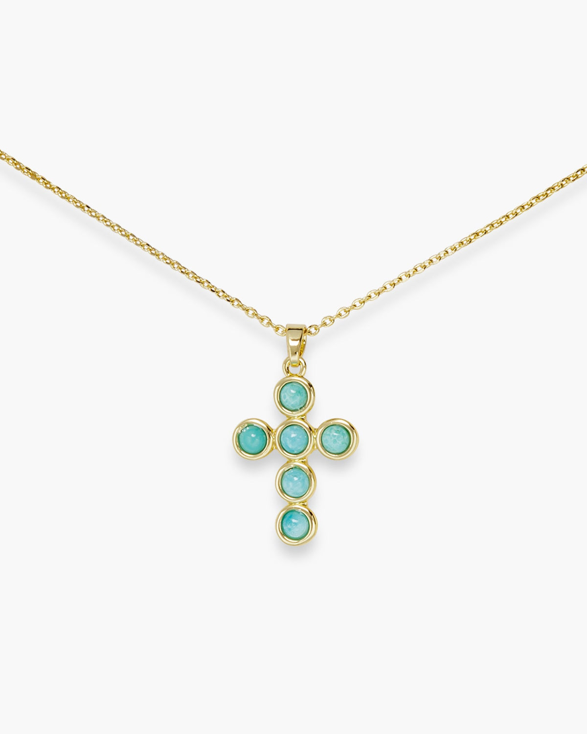 Gold Cross with Stone Necklace