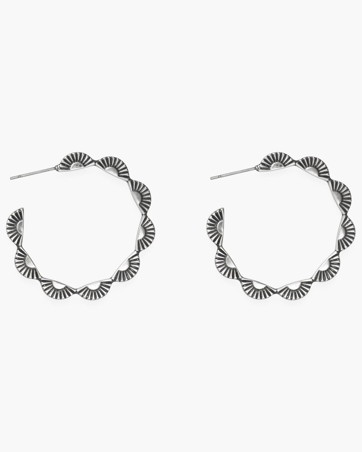 Silver Hoop With Sun Design Earrings