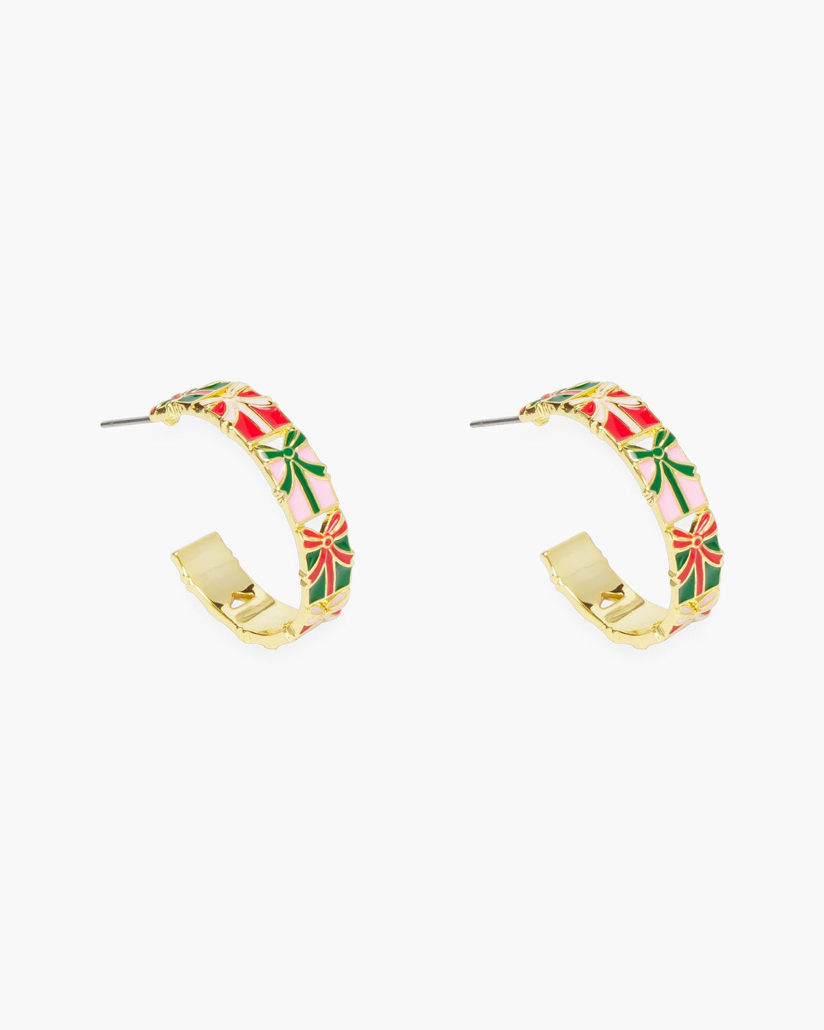 Gold Present Enamel Hoop Earrings