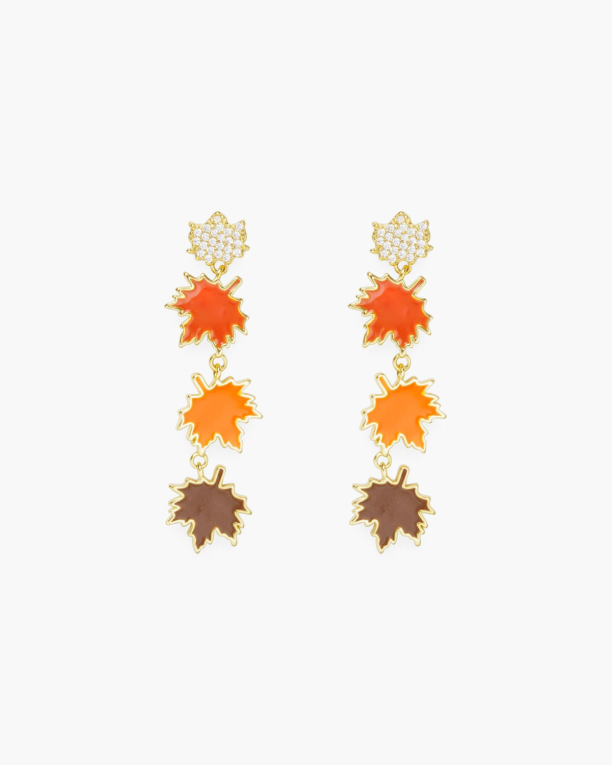 Gold 4 Leaf Dangle Earrings