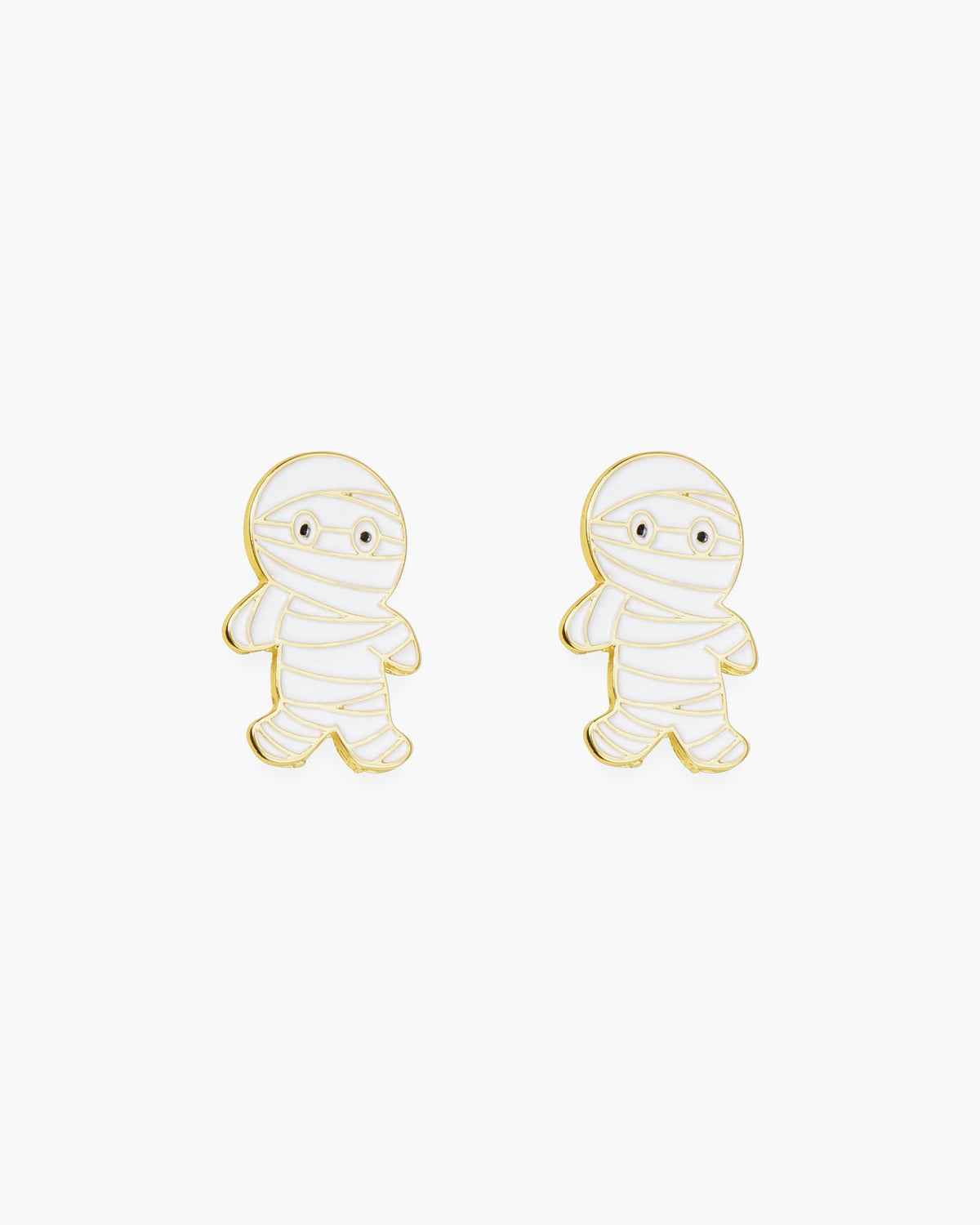 Gold And White Mummy Stud Earrings