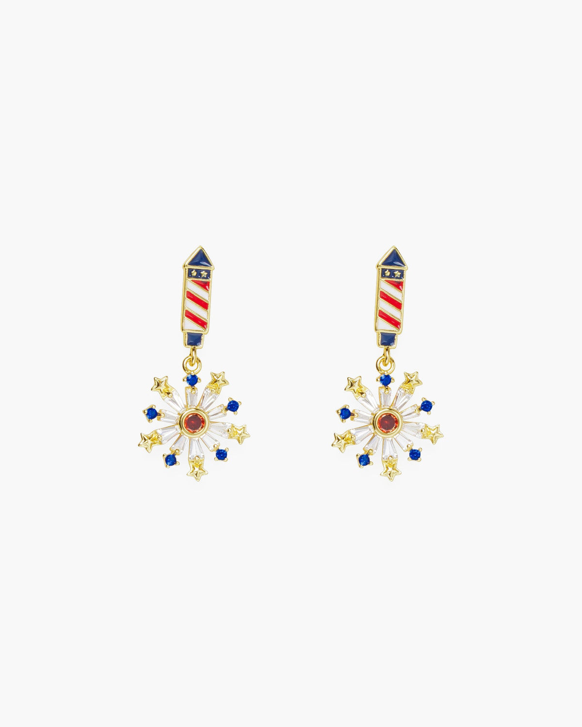 Gold Firework With CZ Explosion Earrings