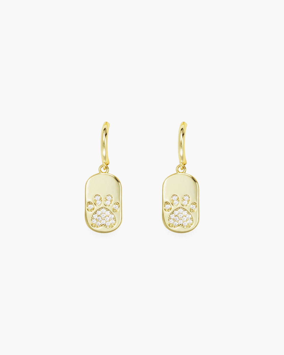 CZ Paw Dog Tag Earrings