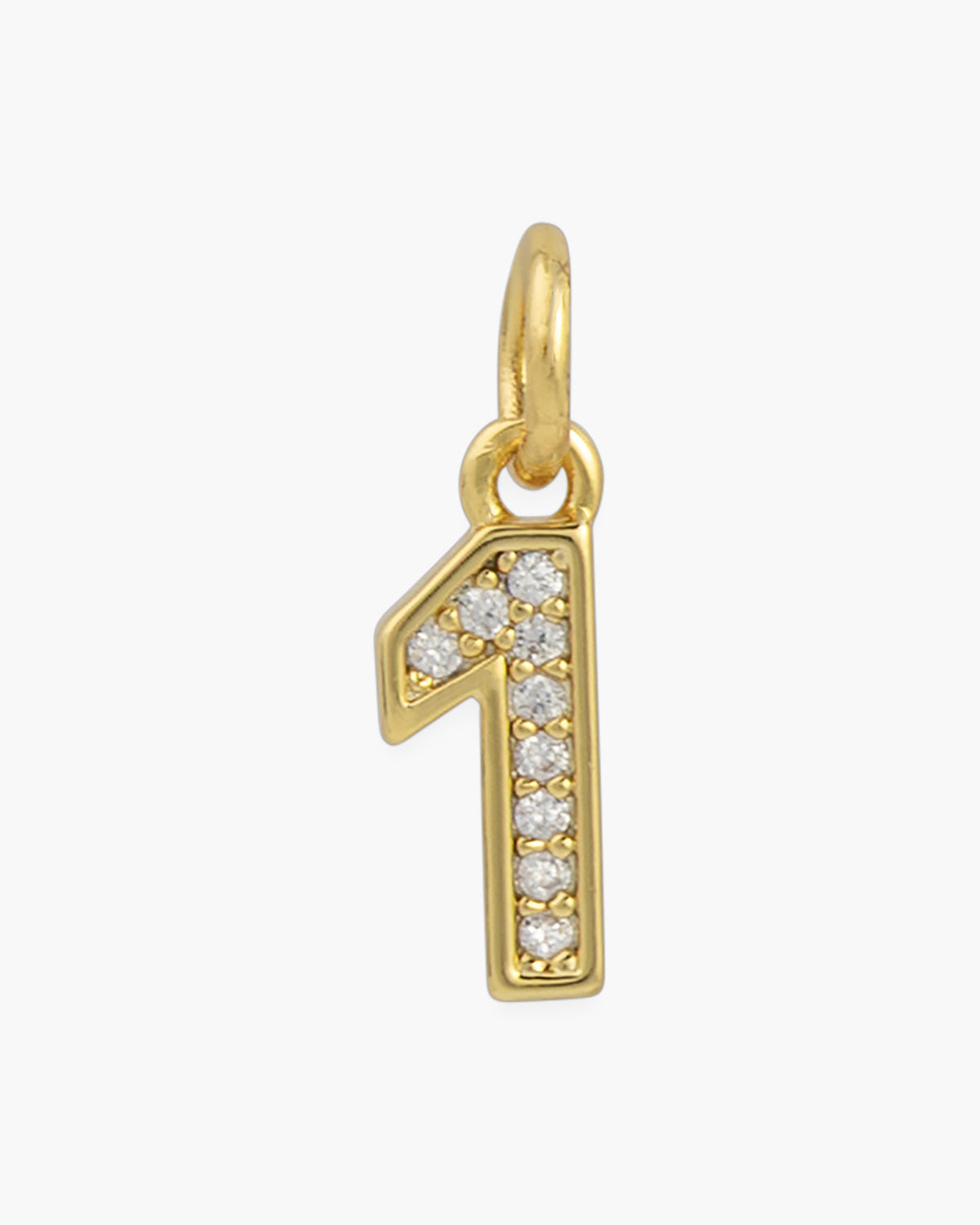 Gold CZ Number Necklace & Bracelet Charms