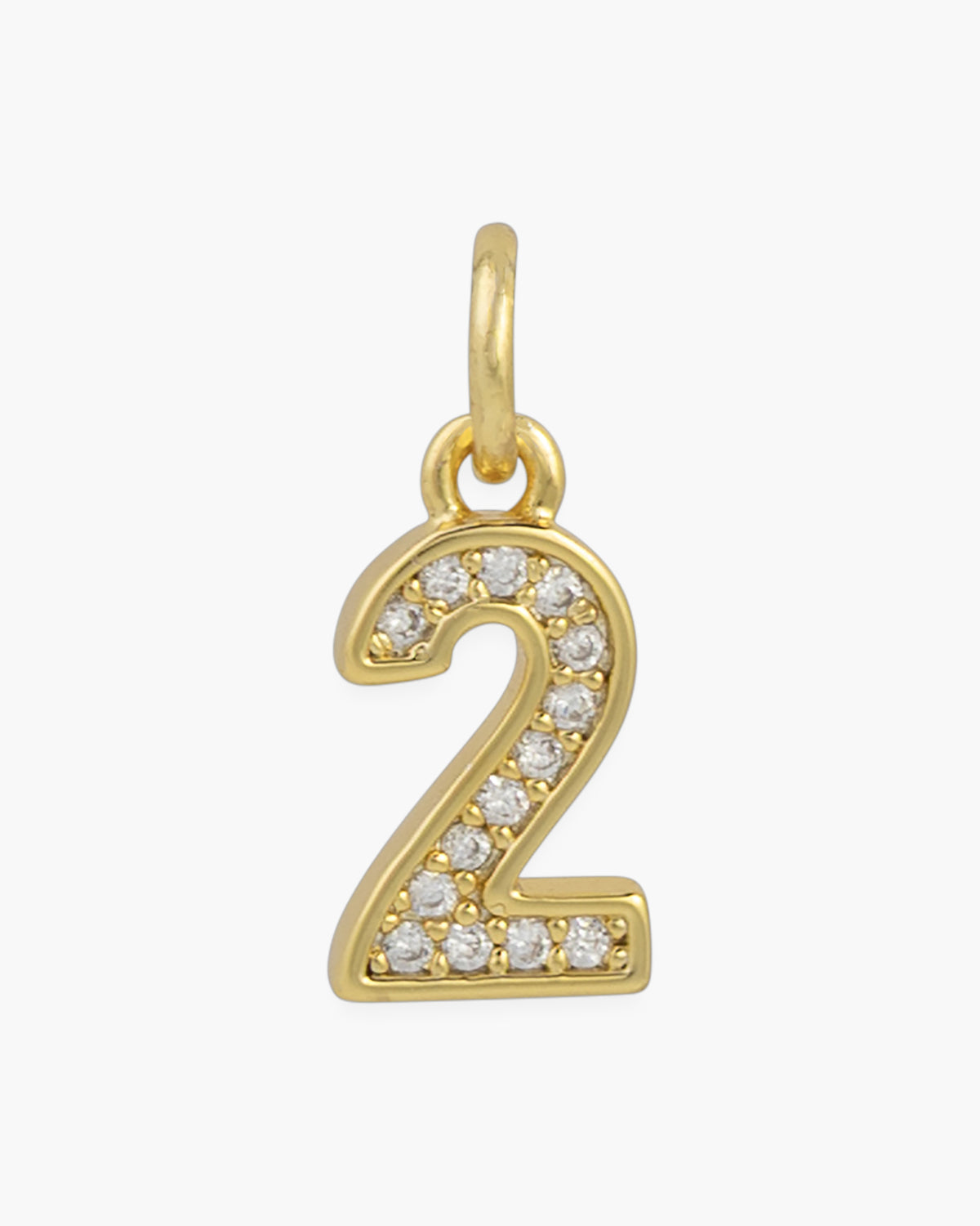 Gold CZ Number Necklace & Bracelet Charms