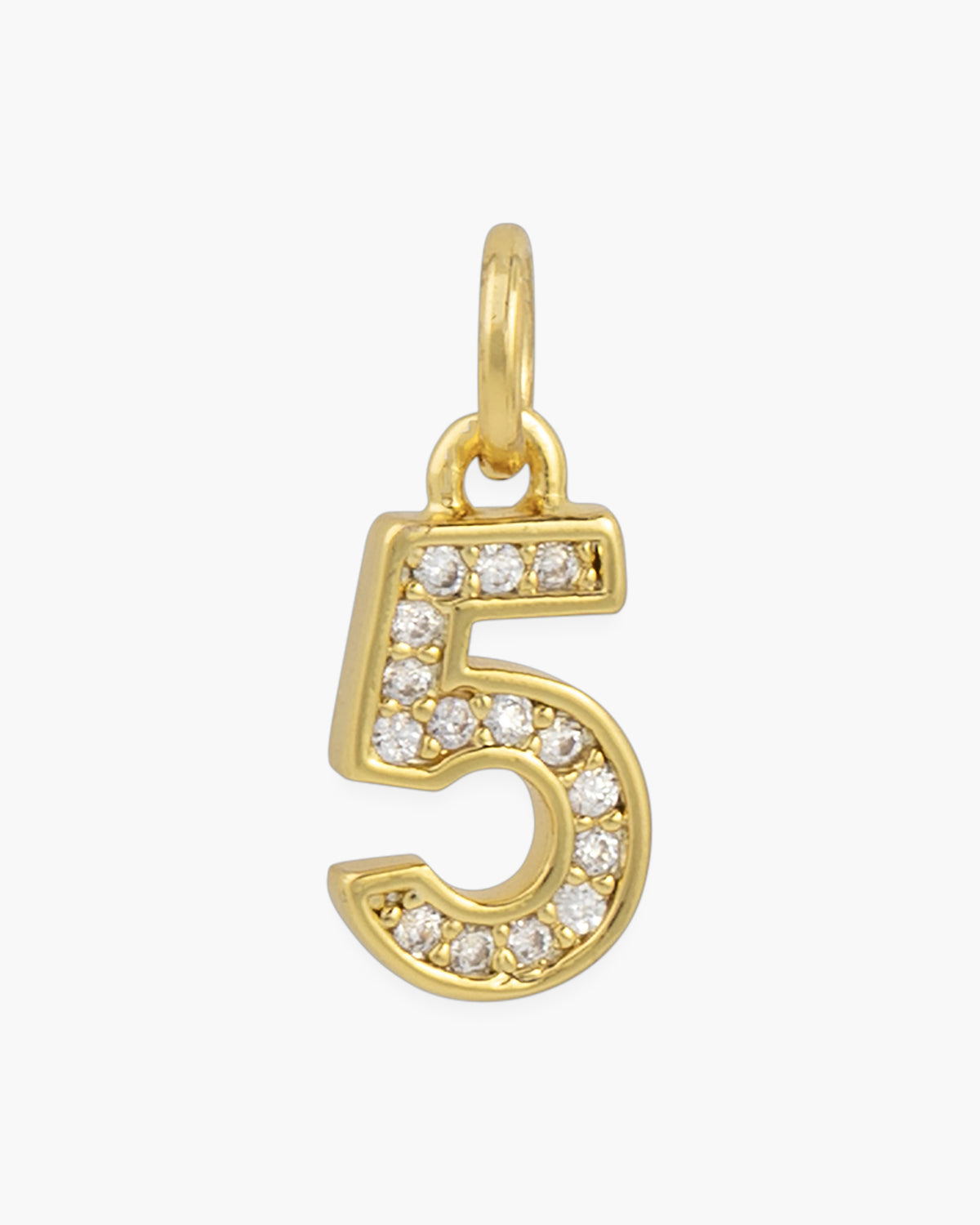 Gold CZ Number Necklace & Bracelet Charms