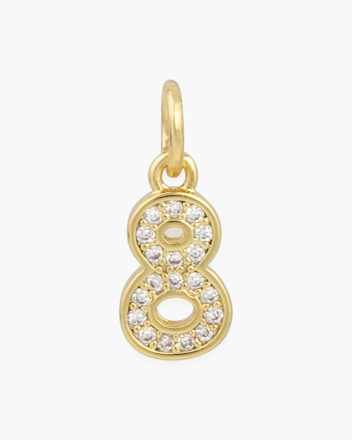 Gold CZ Number Necklace & Bracelet Charms