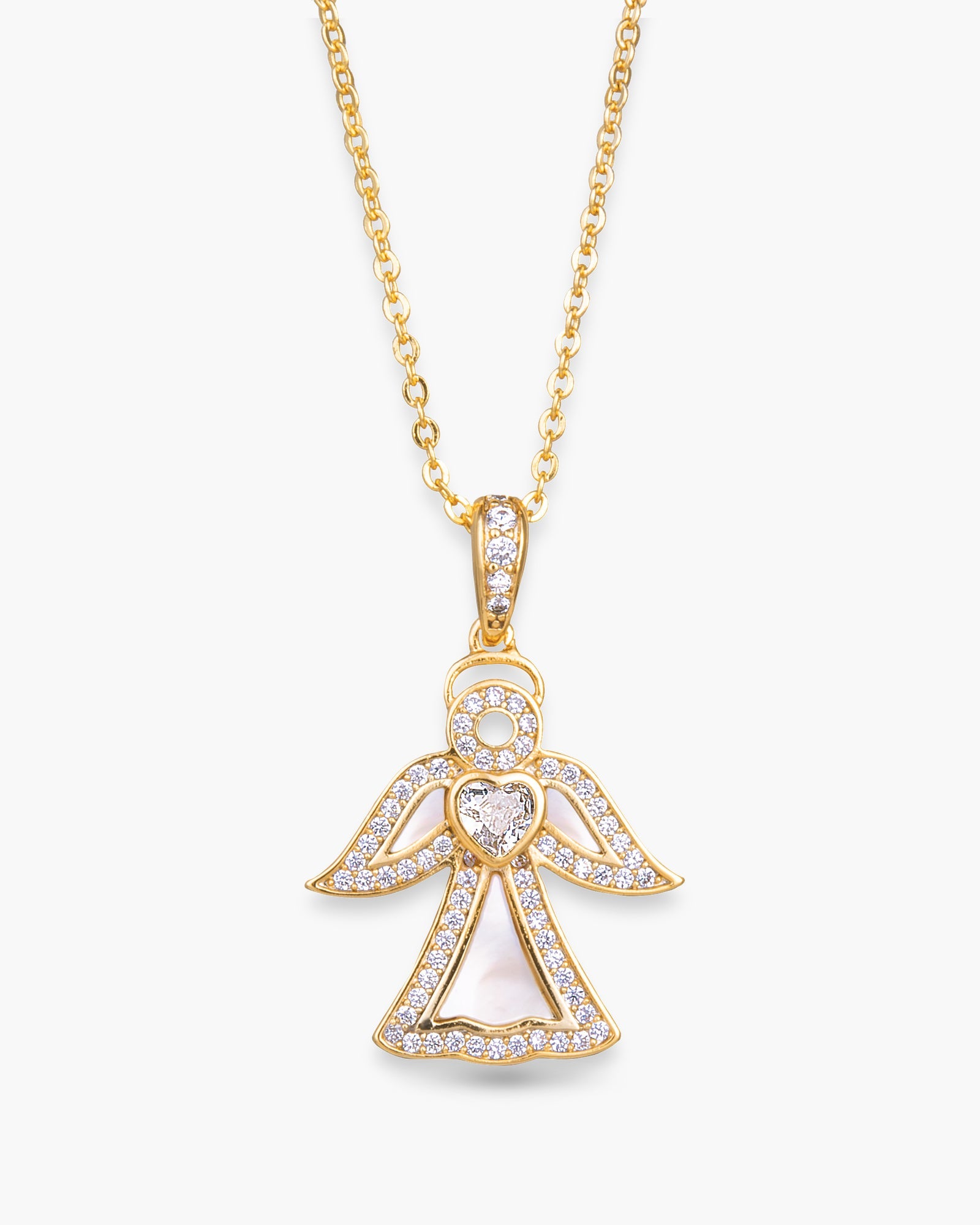 Gold CZ MOP Angel Necklace