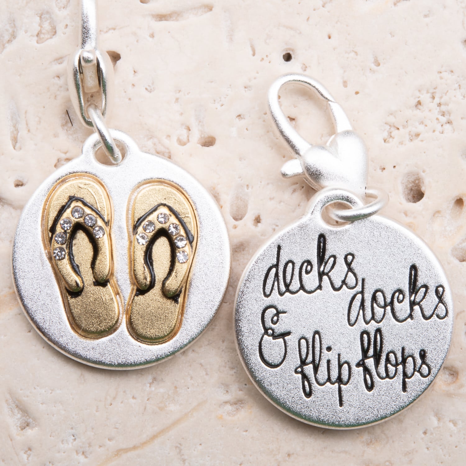 Silver 2-Tone Medallion - Flip Flops