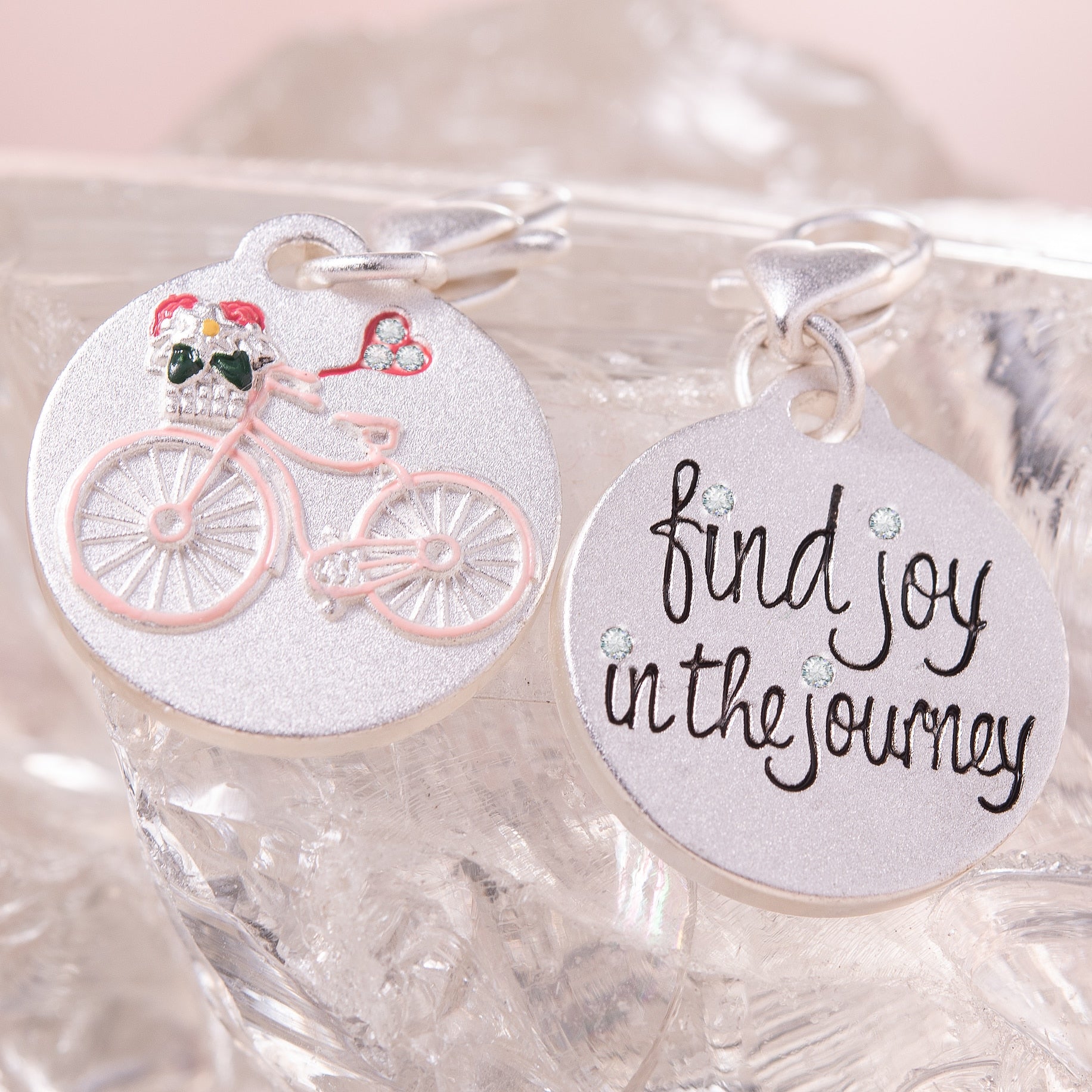 Silver 1-Tone Medallion - Flower Bike