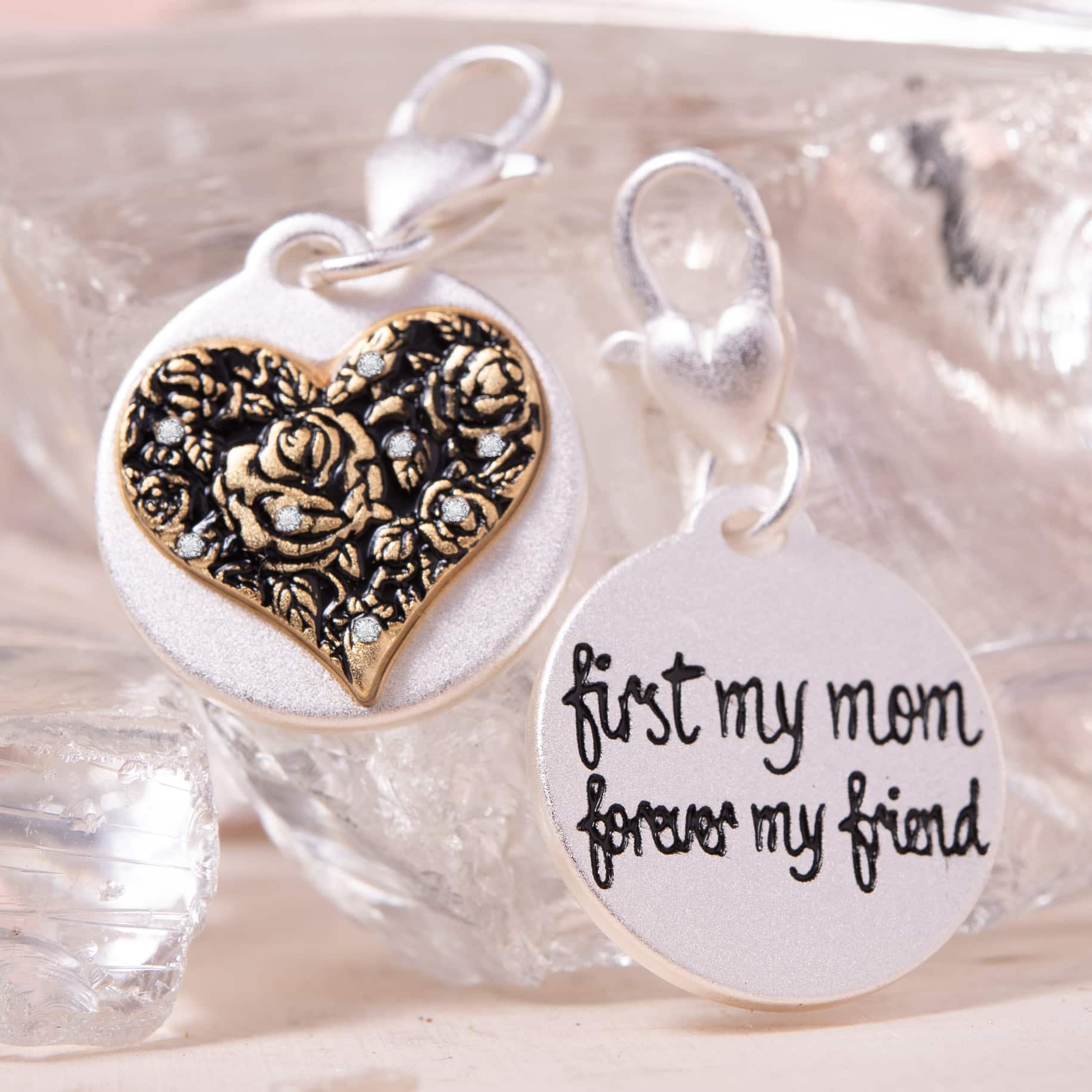 Silver 2-Tone Medallion - Rosy Heart