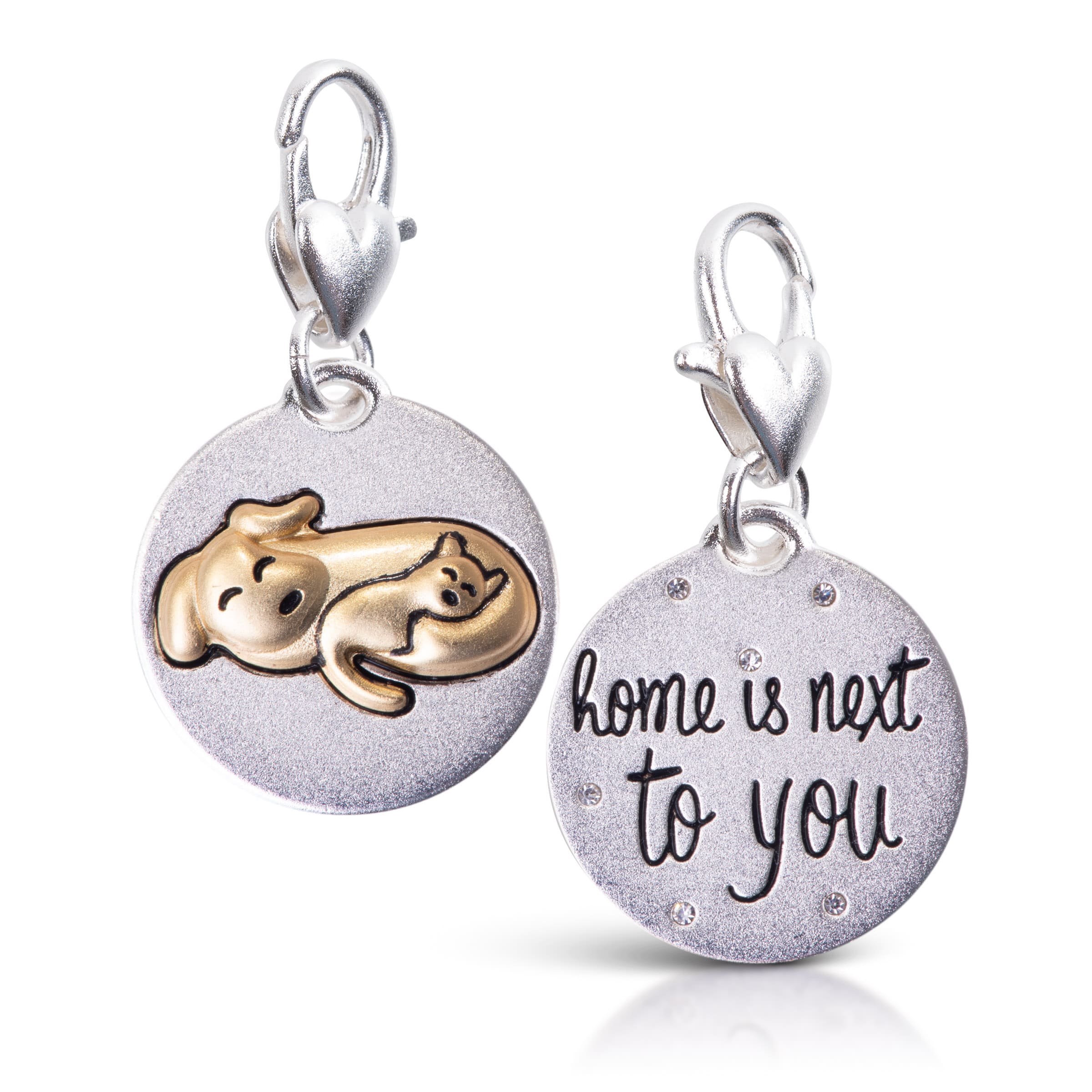 Silver 2-Tone Medallion - Cat and Dog