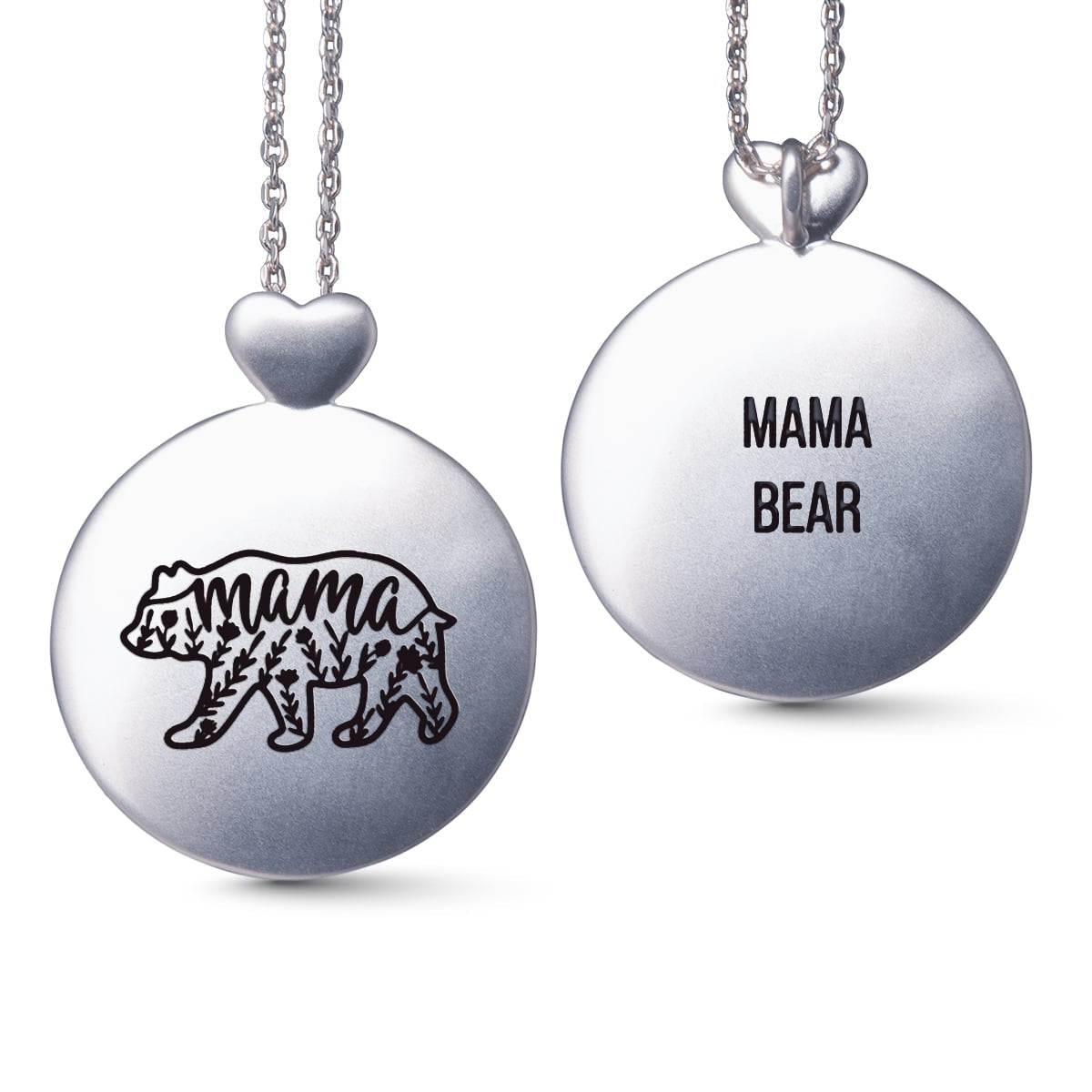 Mama - Bear - Necklace - Silver