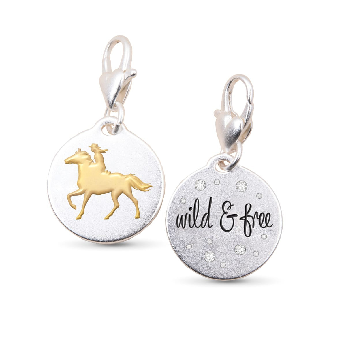 Silver 2 Tone Medallion Horse Wild & Free
