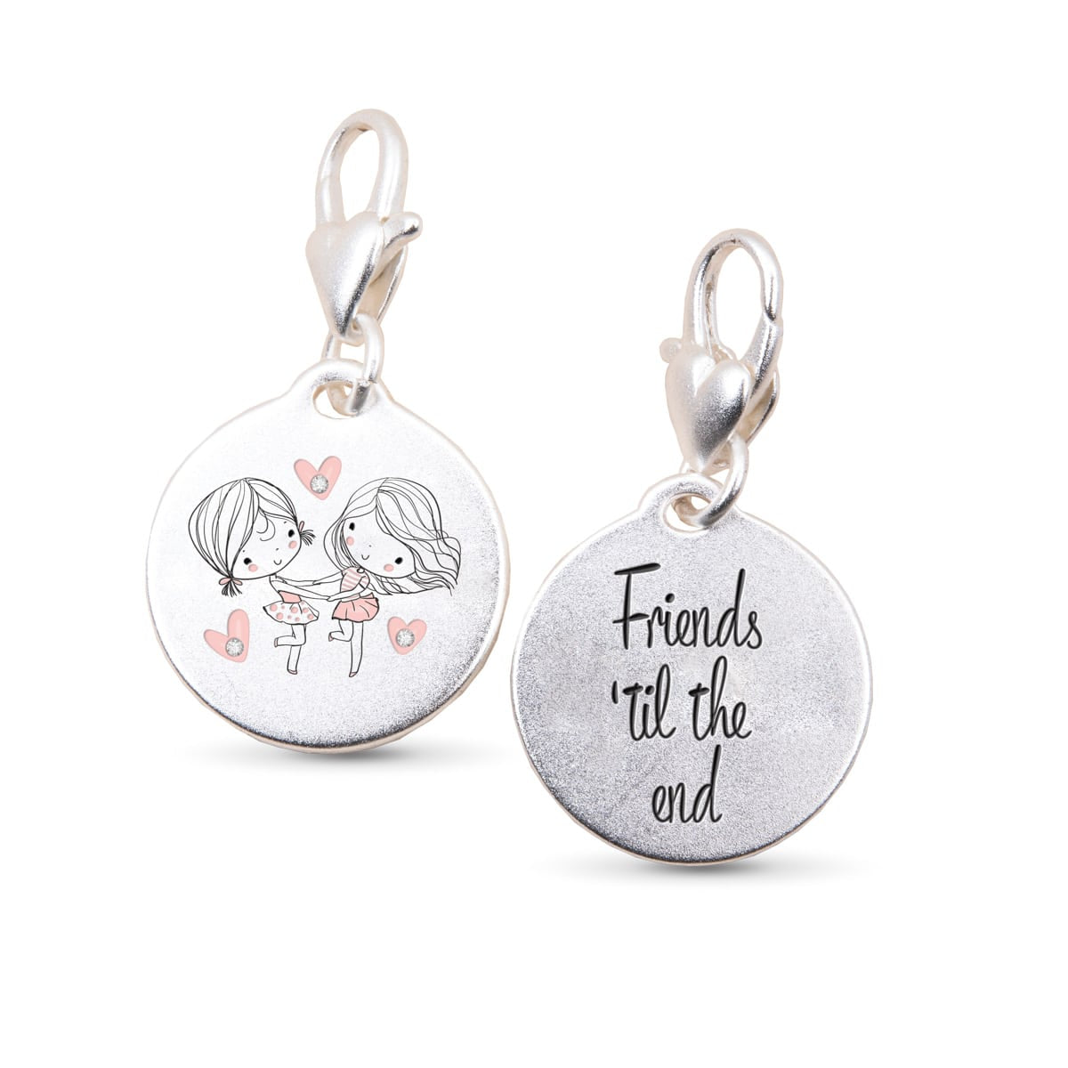 Silver 1 Tone Medallion Girls Friends Til the End