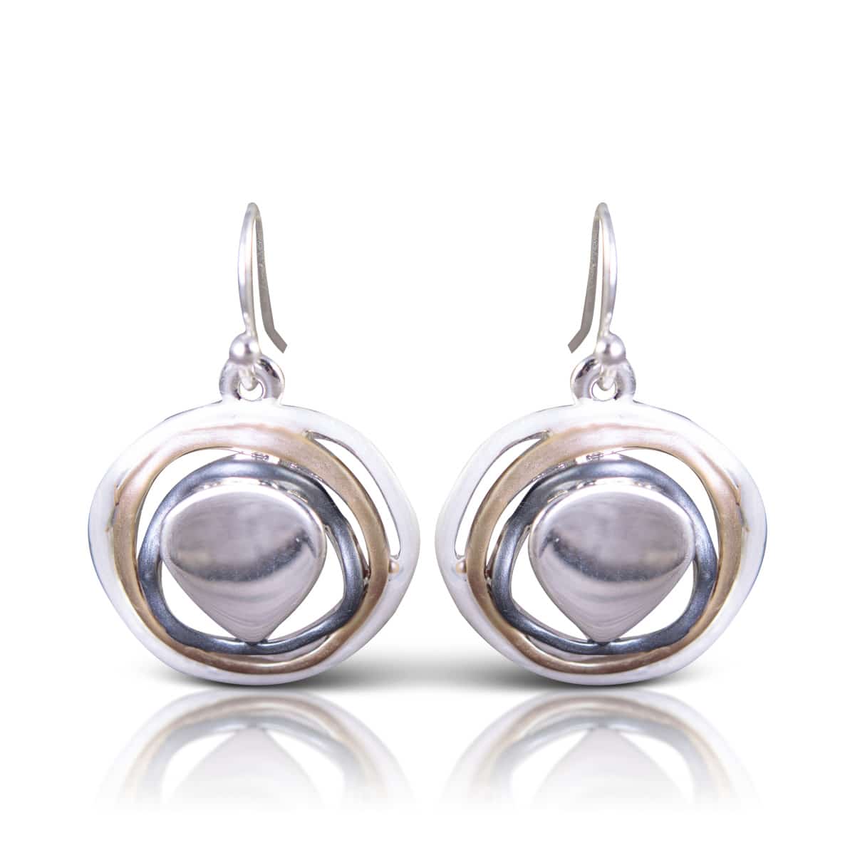 Natural Elements Silver Enameled Earrings - Triple Halo Champagne