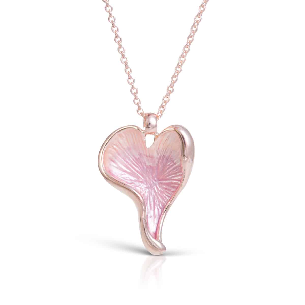 Rosegold Enameled Necklace - Heart Blush