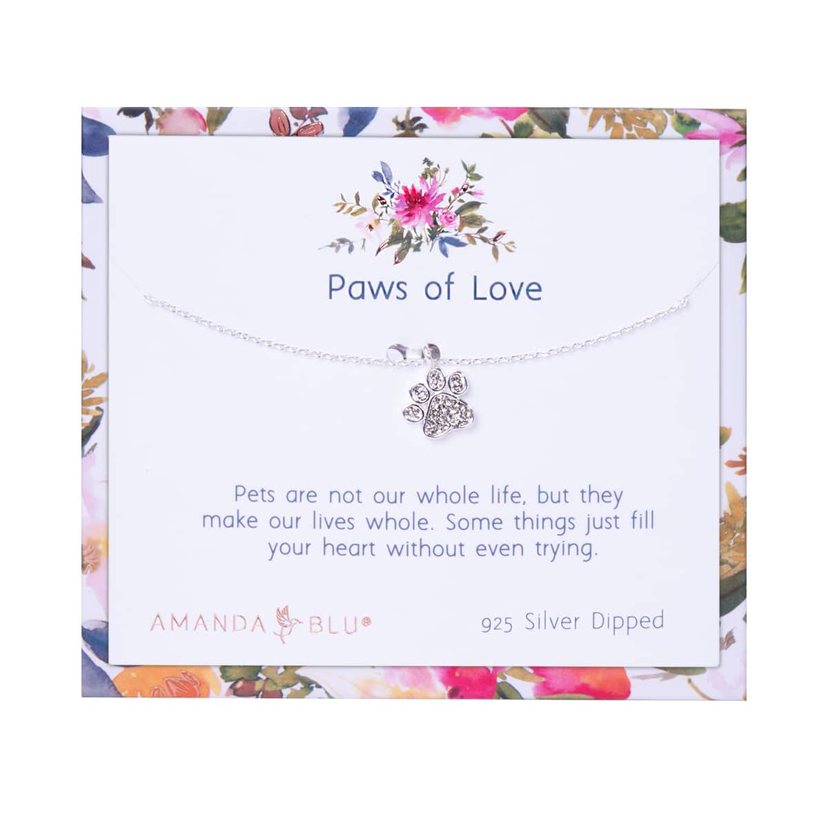 Paws of Love Silver Charm Necklace