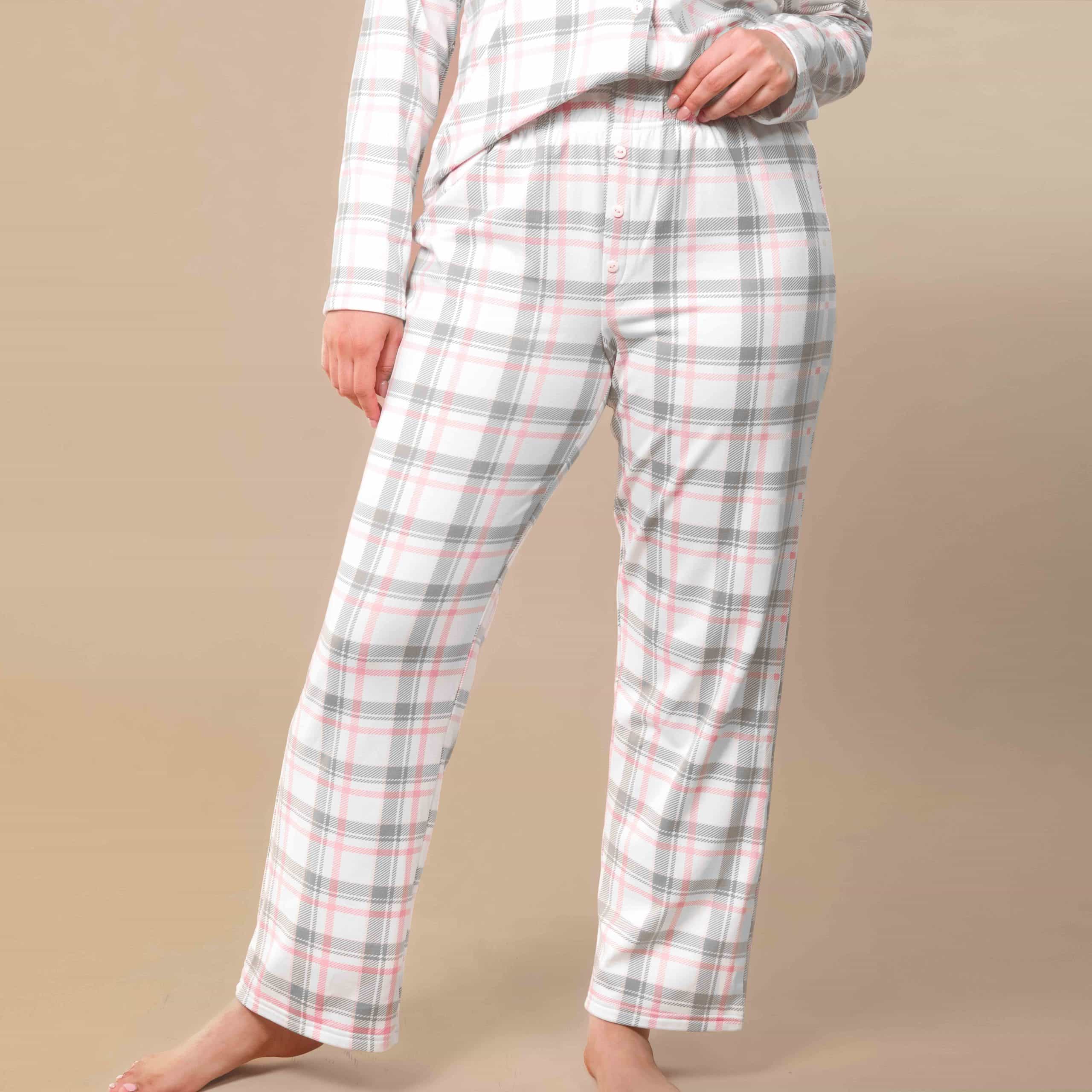 Pink and Grey Plaid Pajama Pants | Cloud Plush PJ Bottoms