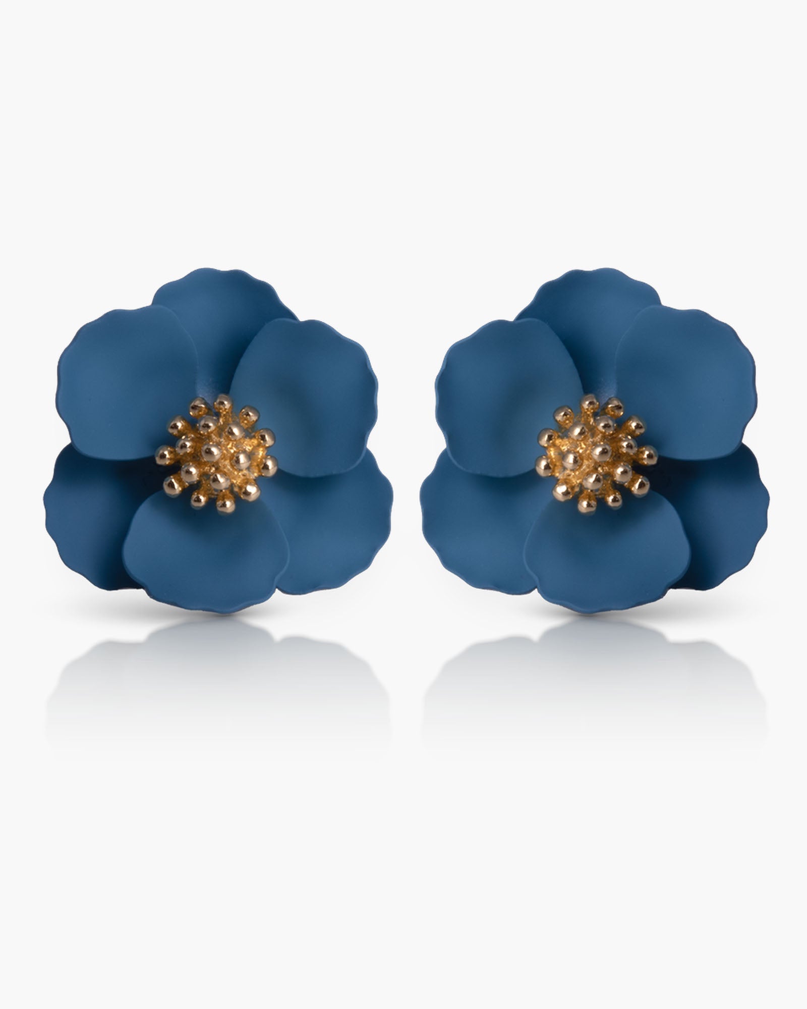 Small Flower Earrings - Niagara Blue