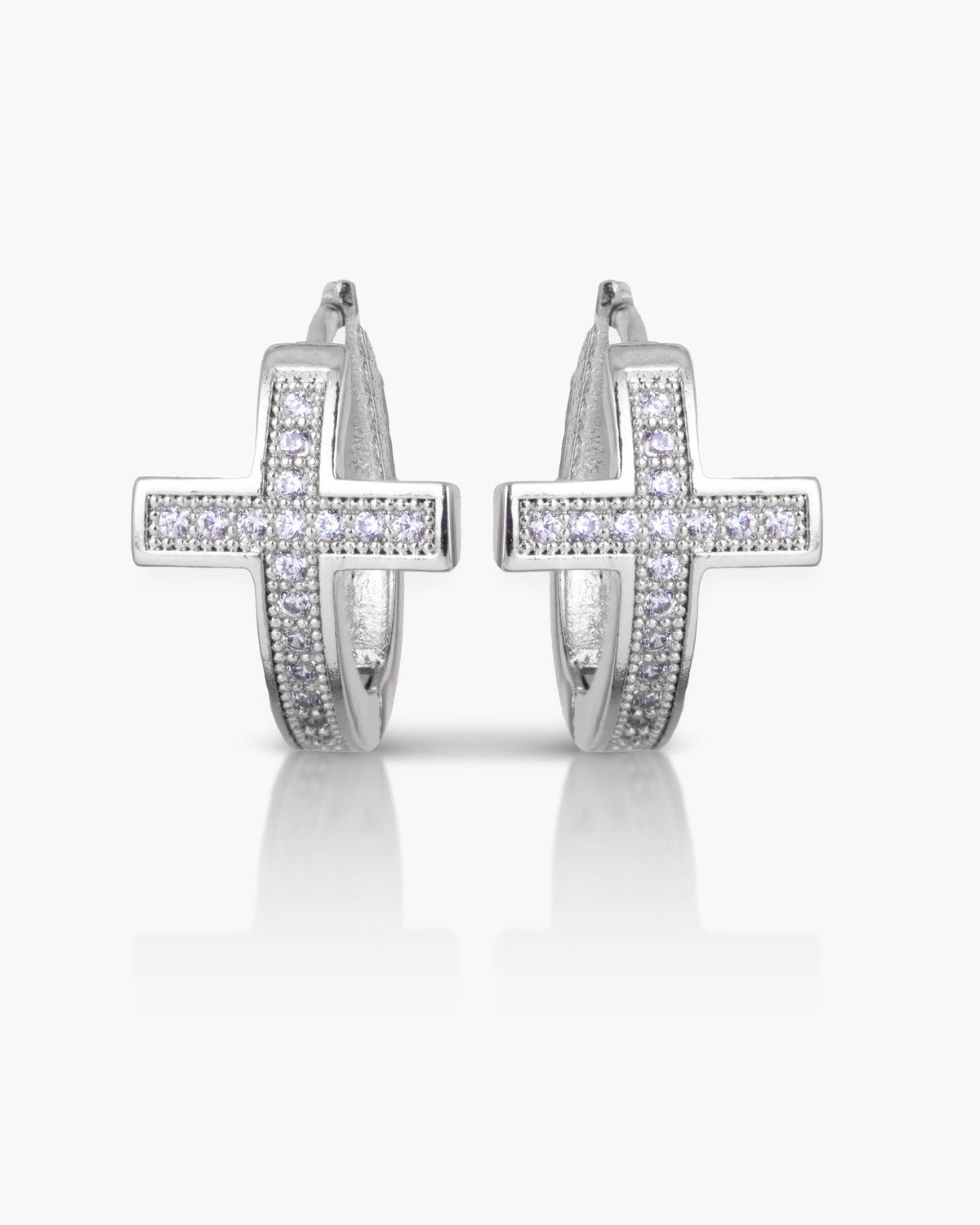 Cross Ear Hug Earrings - Silver