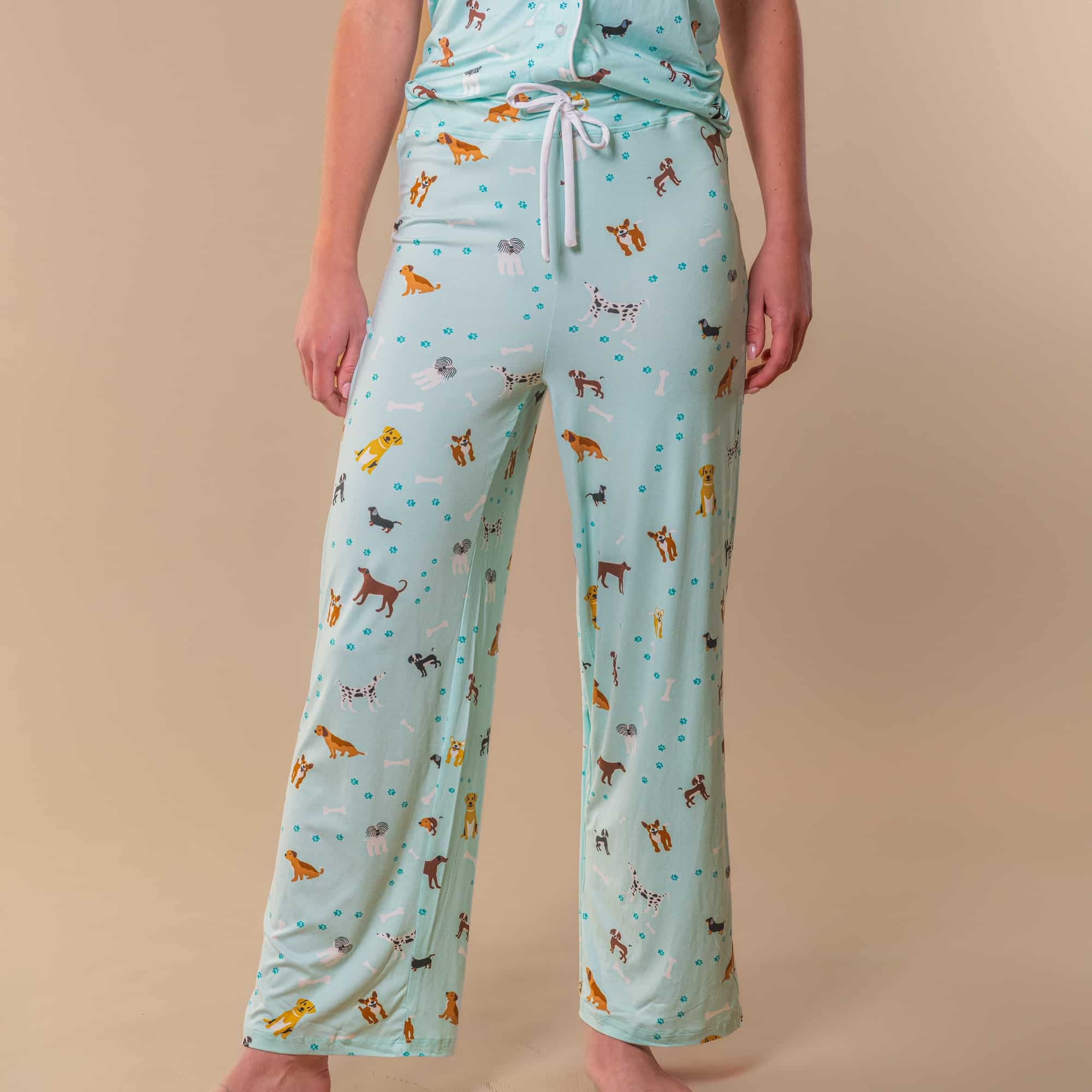 Bark At The Park Pajama Pants | Blue Puppy Dog PJ Bottoms