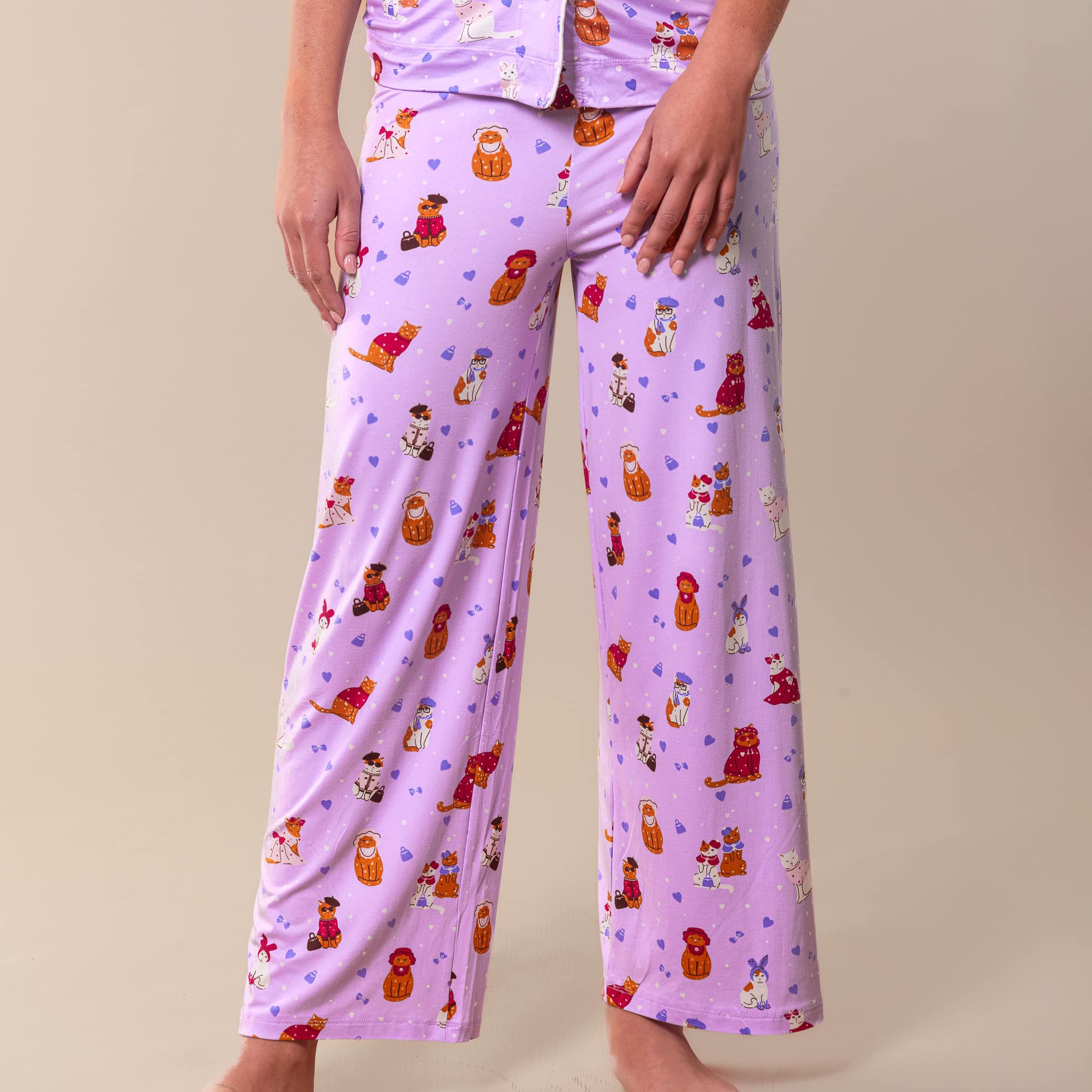 Cattitude Pajama Pants | Purple Kitty Cat PJ Bottoms