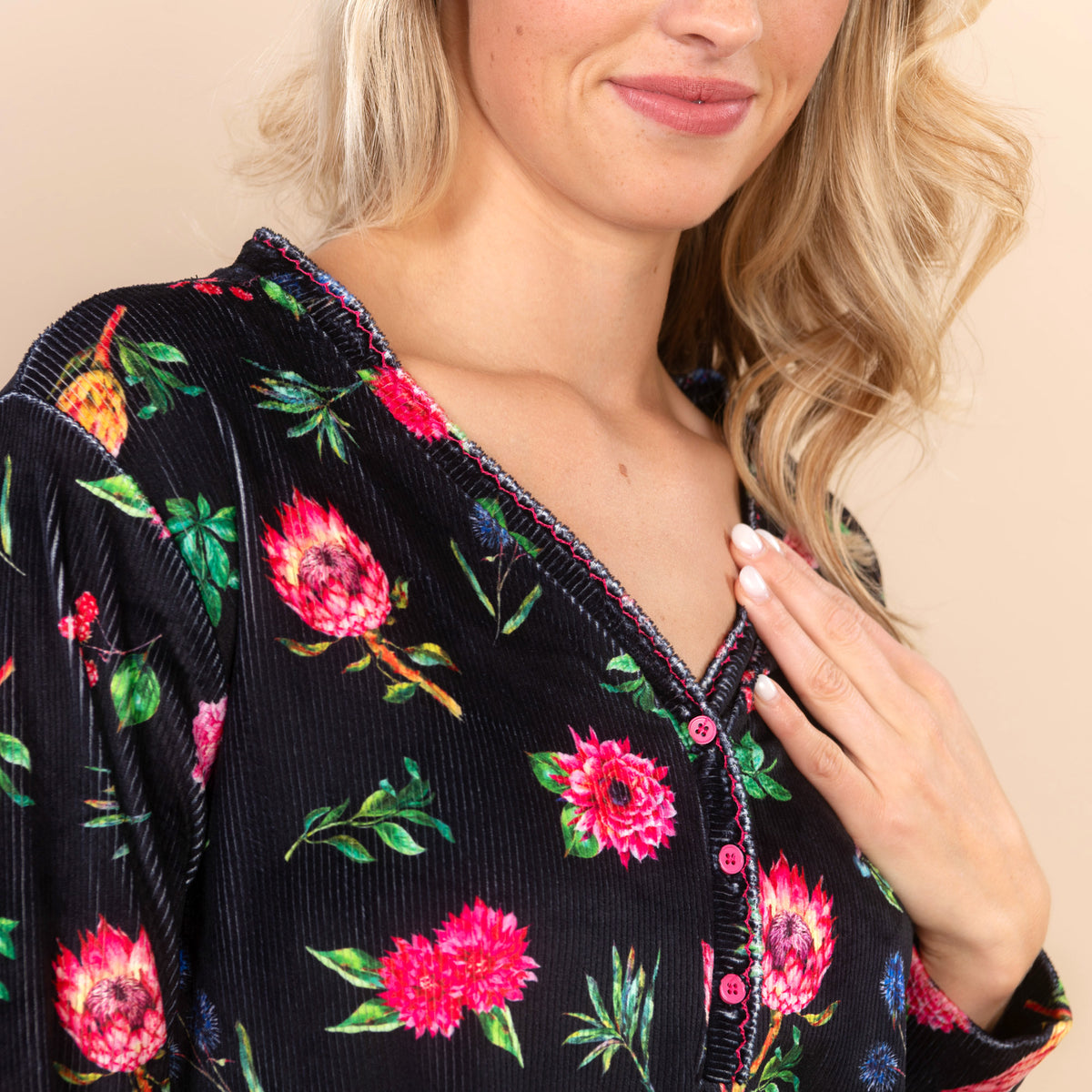 Frosty Florals Pajama Top