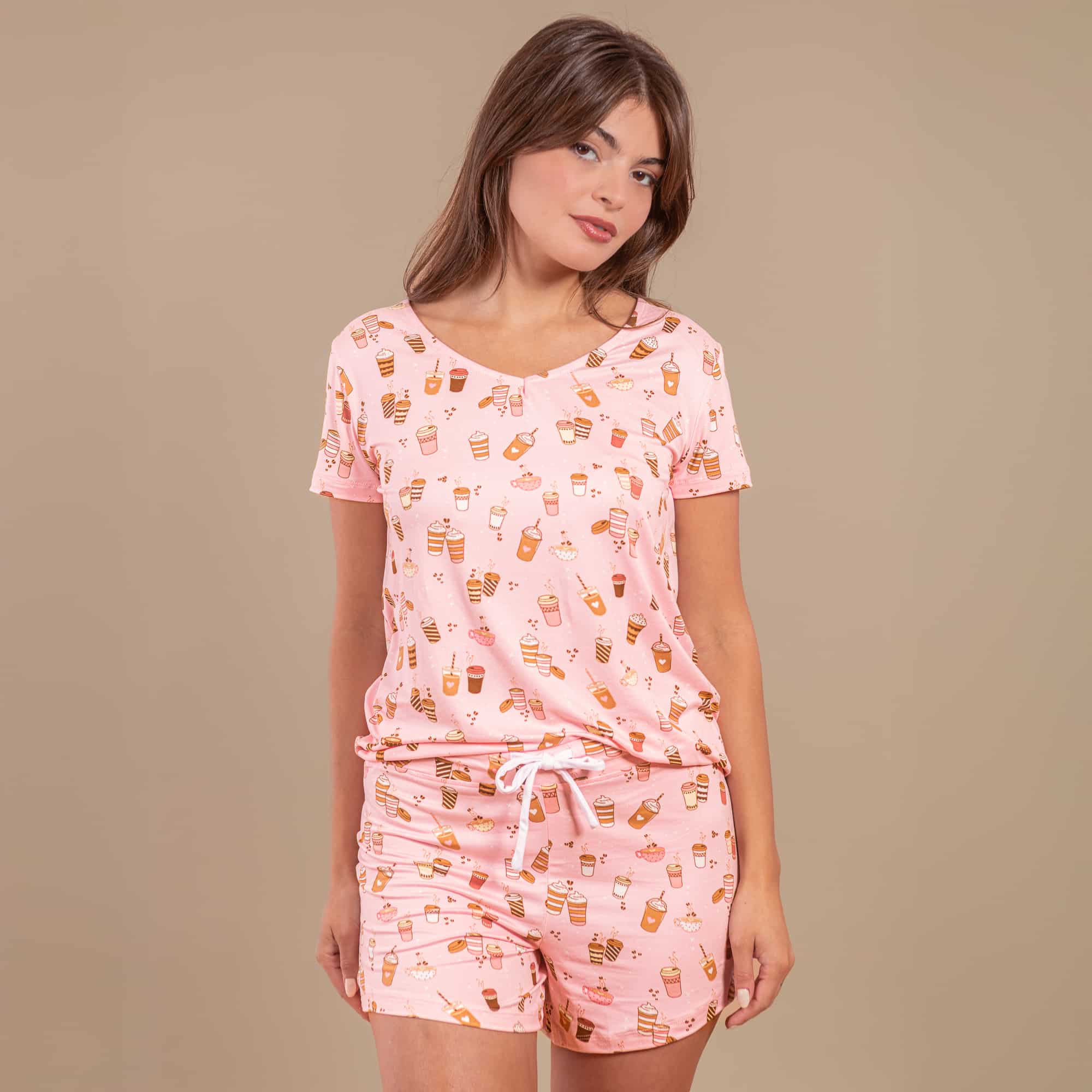 Love At First Sip Pajama Shorts | Pink Coffee PJ Bottoms