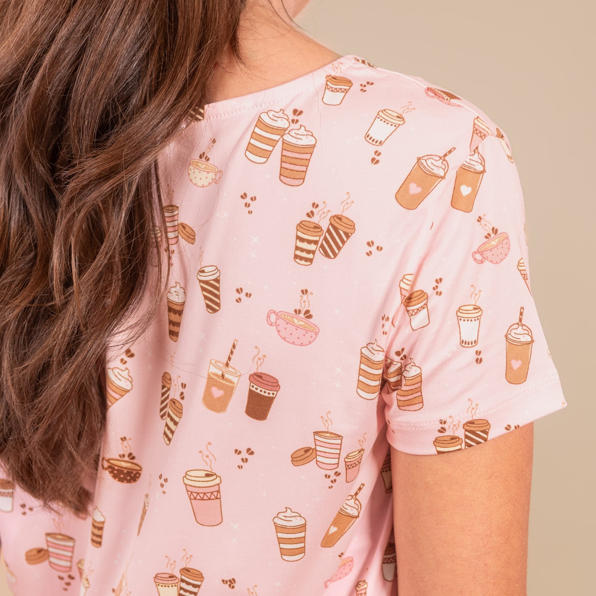Love At First Sip Pajama Top | Pink Coffee PJs For Women