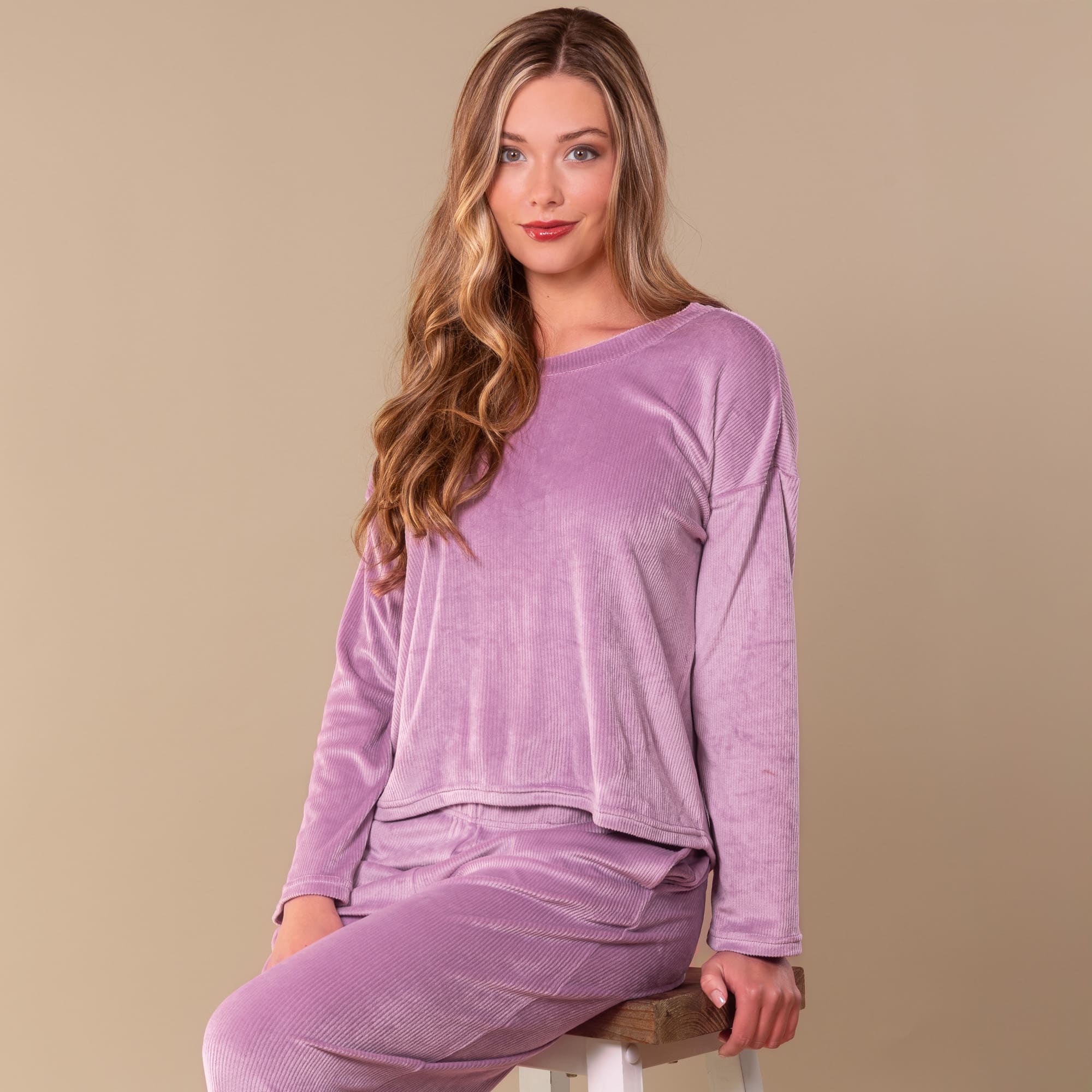 Luxe Lounge Pajama Top | Long-Sleeve Velour PJs