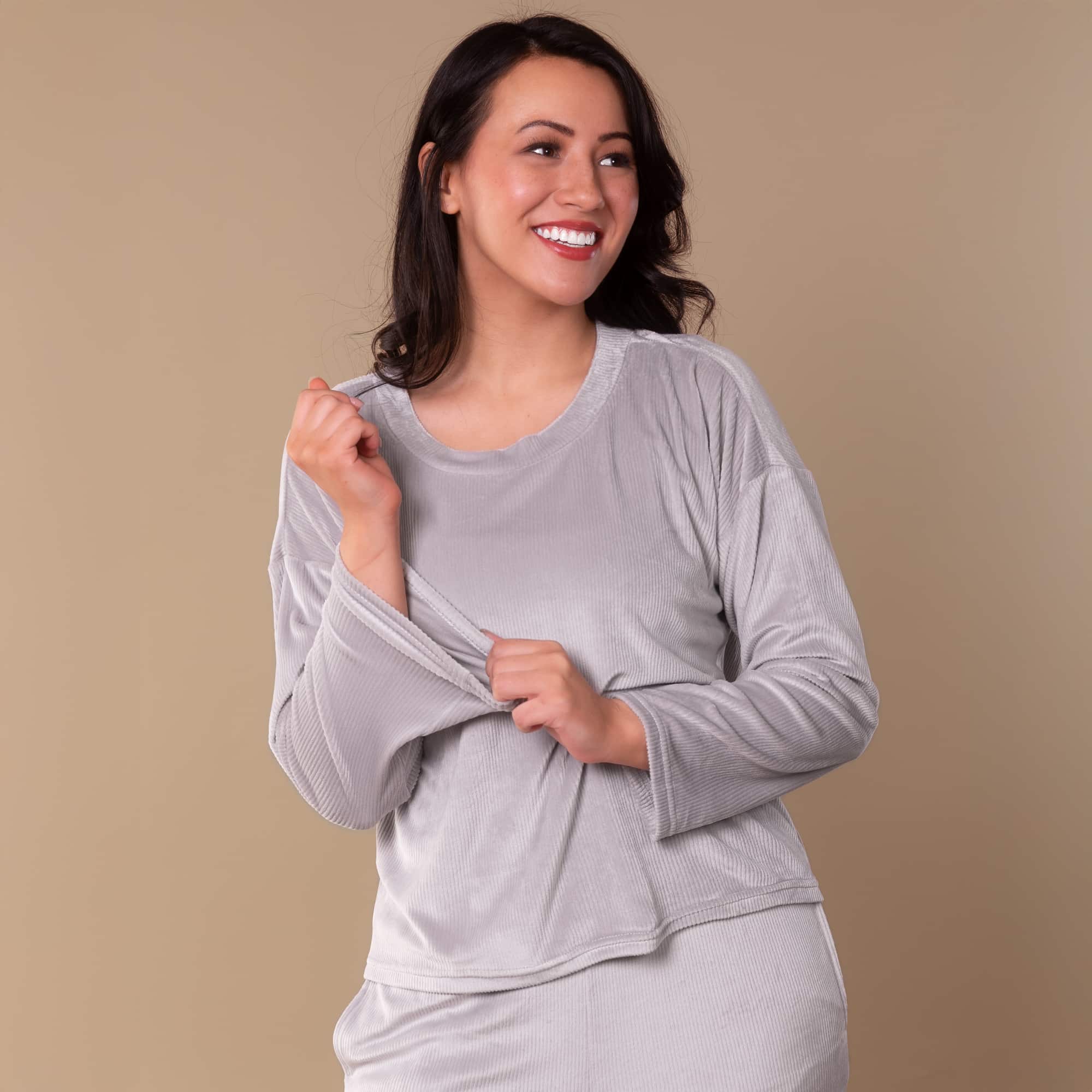 Luxe Lounge Pajama Top | Long-Sleeve Velour PJs