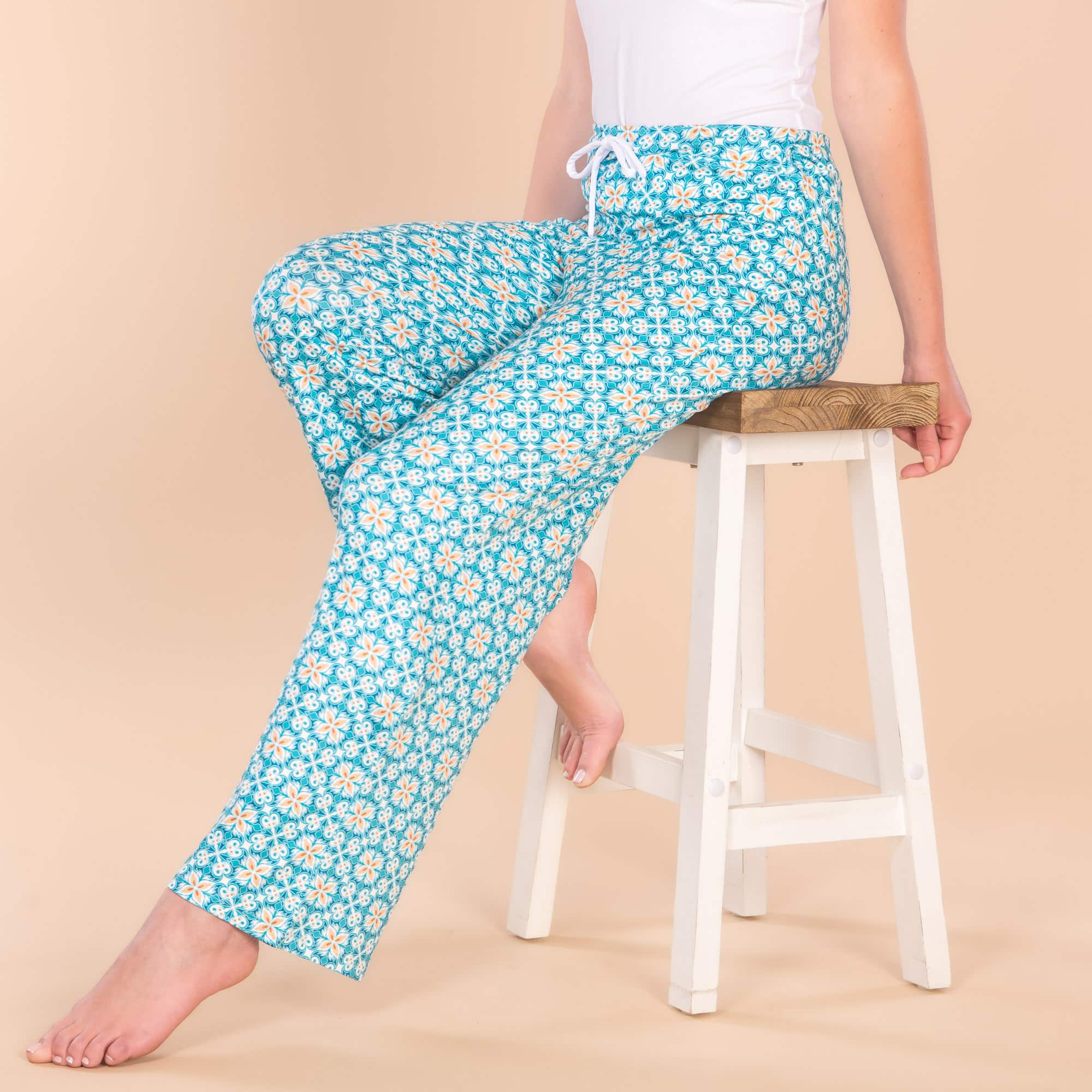 Moroccan Vacation Pajama Pants | Dreamy Blue Boho PJ Bottoms