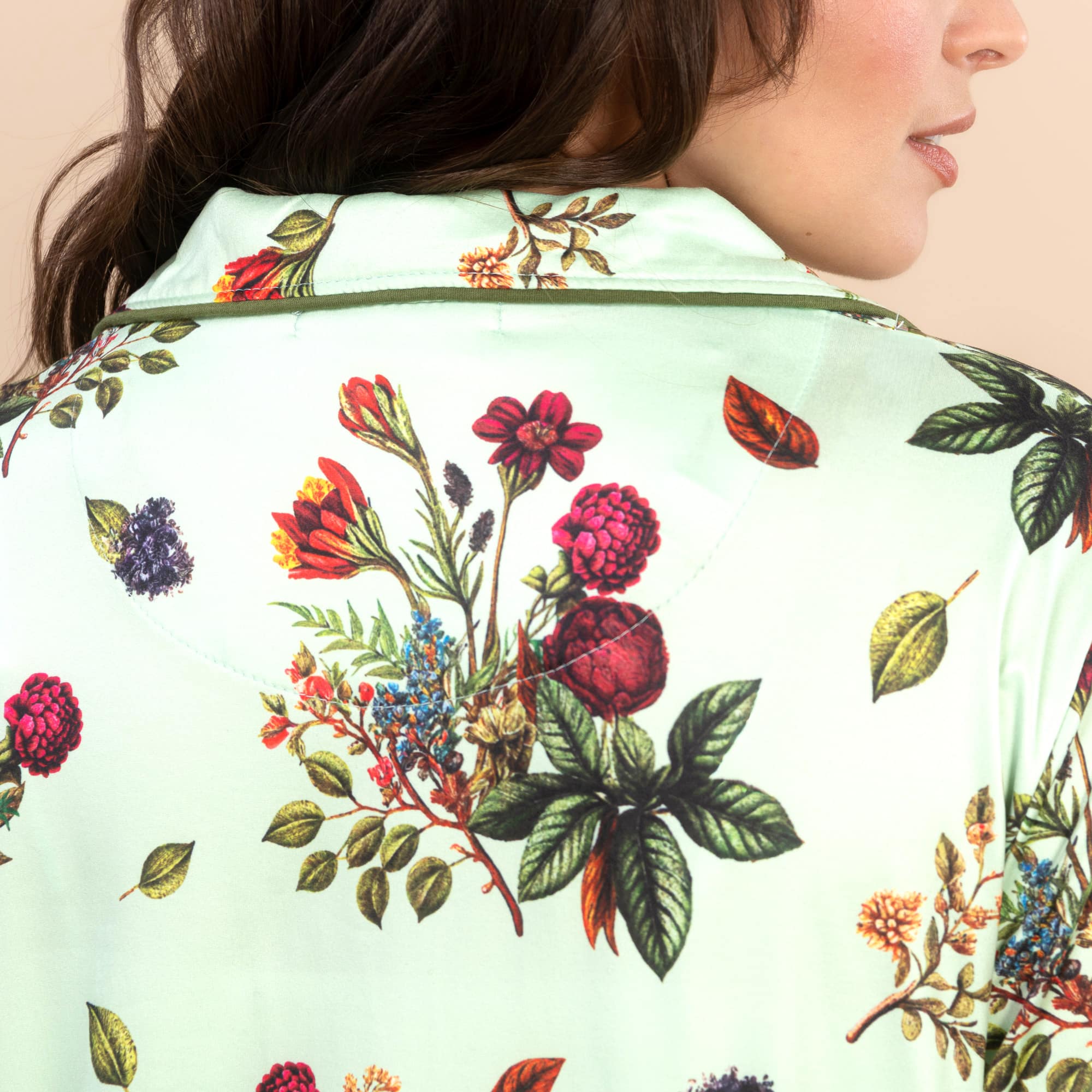 Secret Garden Pajama Top | Soft Green Floral PJs For Women