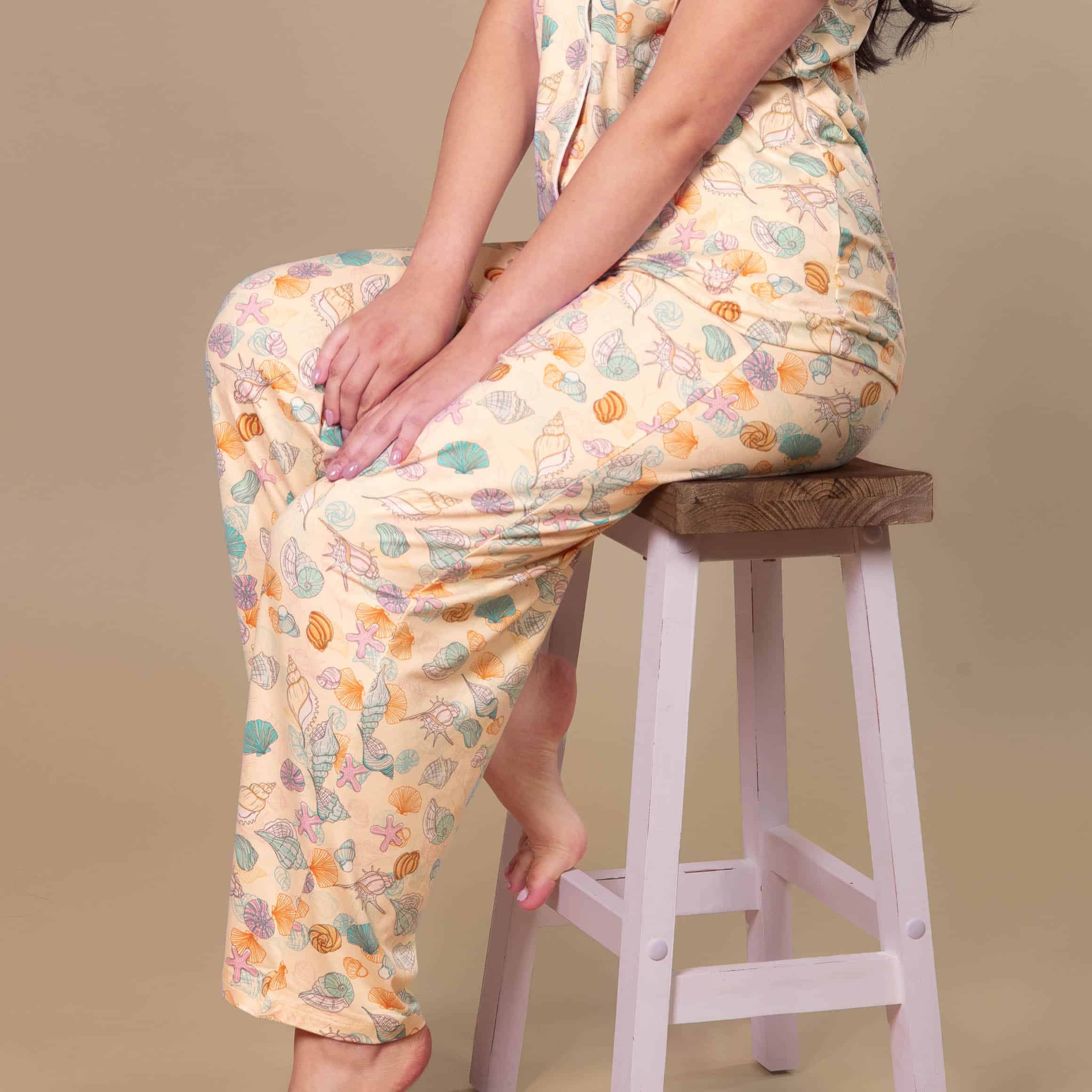 Shells In The Sand Pajama Pants | Coastal Beach PJ Bottoms
