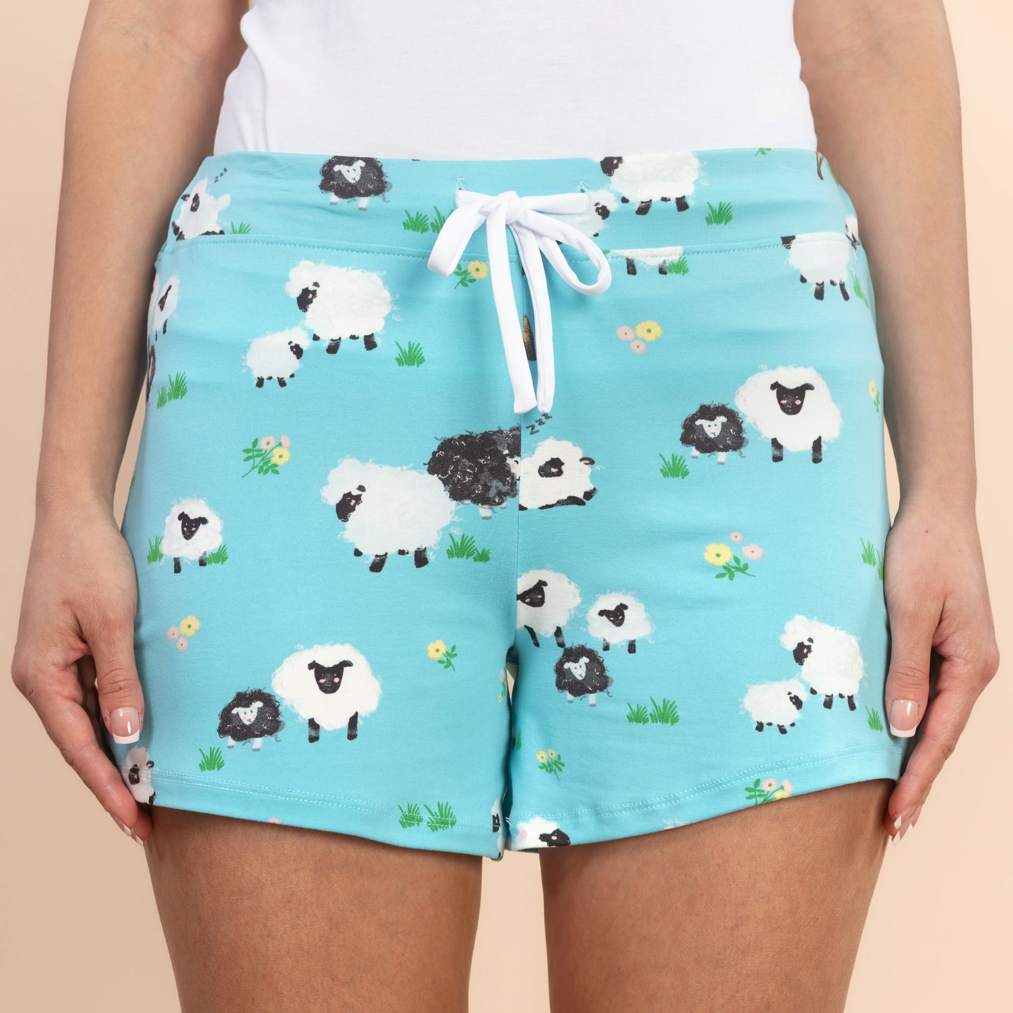 Sleepy Sheep Pajama Shorts | Soft Blue Bedtime PJ Bottoms