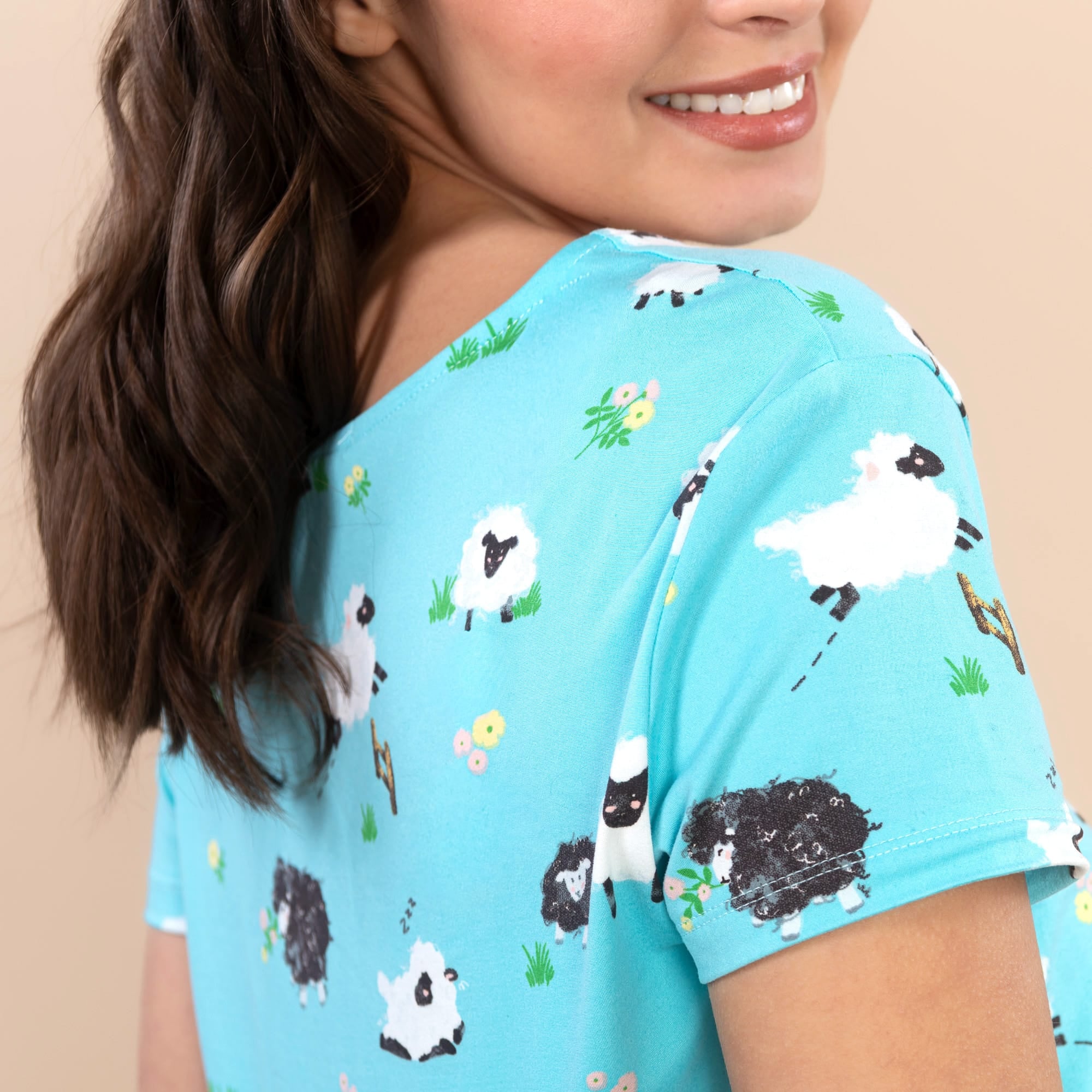 Sleepy Sheep Pajama Top | Soft Blue Bedtime PJs For Women
