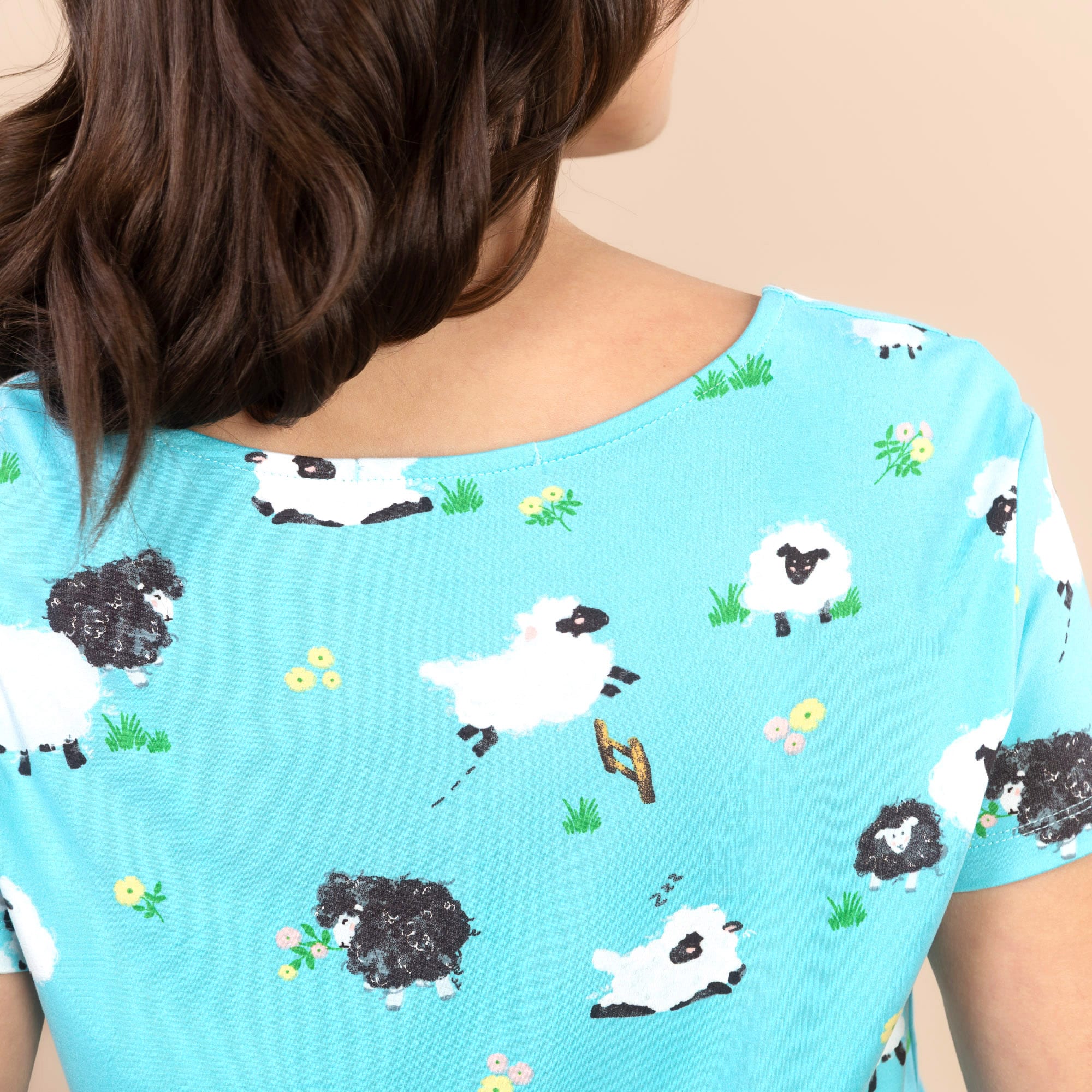 Sleepy Sheep Pajama Top | Soft Blue Bedtime PJs For Women