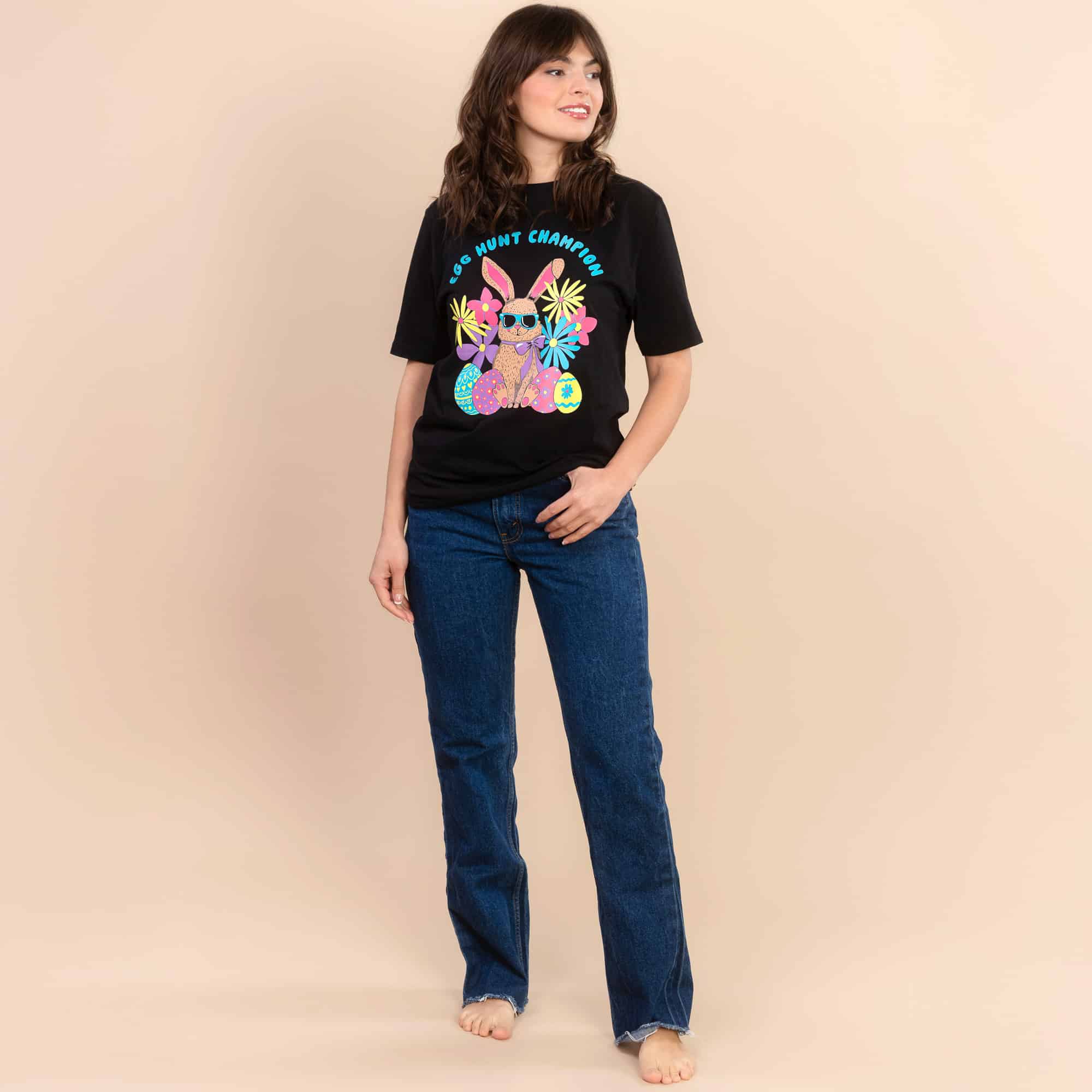 Egg Hunt Champion | Women's Black Short-Sleeve Easter Tee