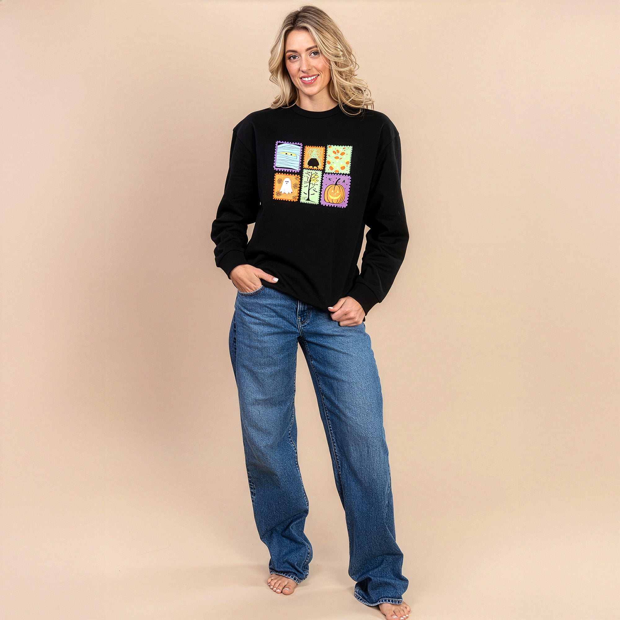 Halloween Stamps | Black Unisex Halloween Fleece