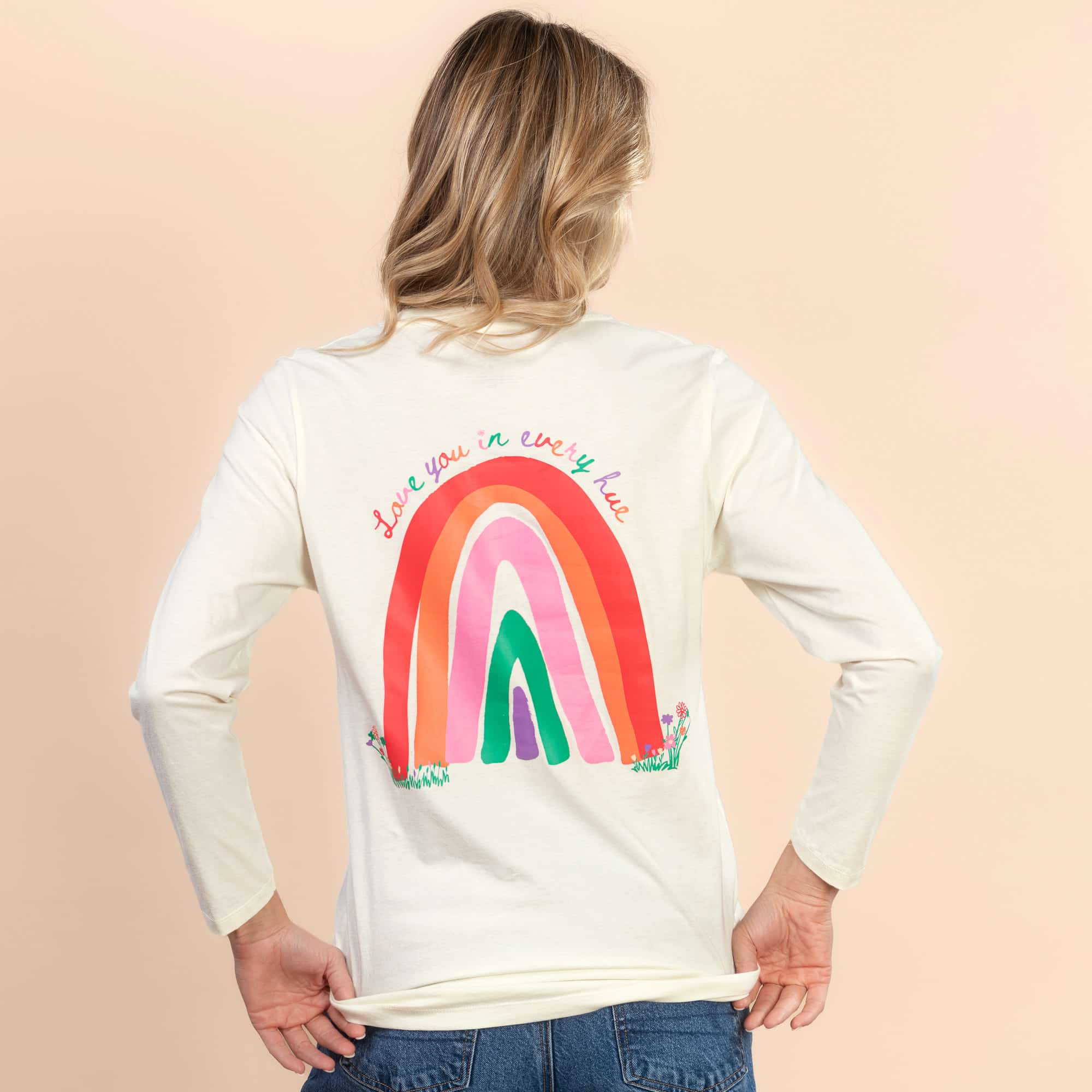Love You Every Hue | Women's White Long-Sleeve Everyday Tee