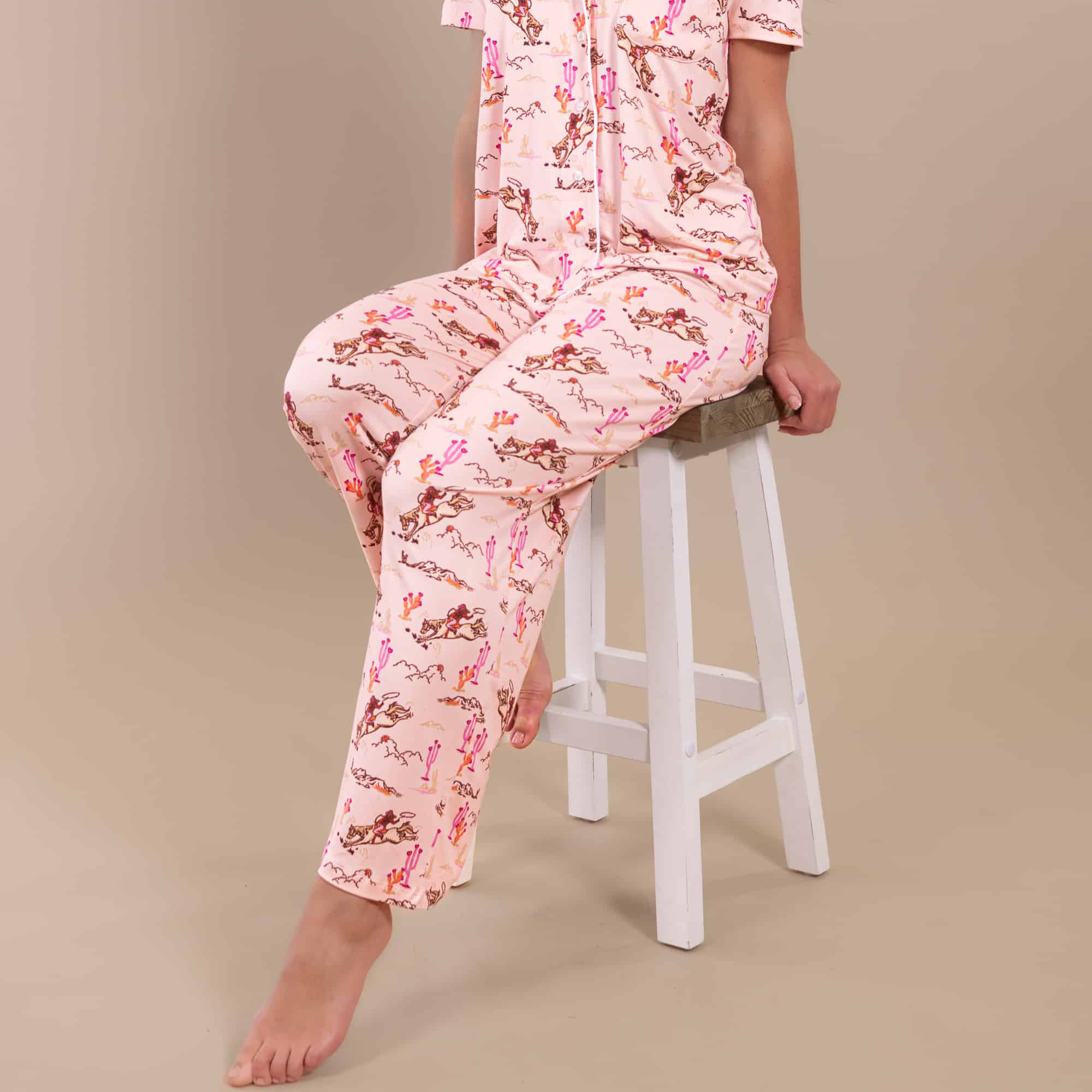 Vintage Cowgirl Pajama Pants | Retro Pink Western PJ Bottoms