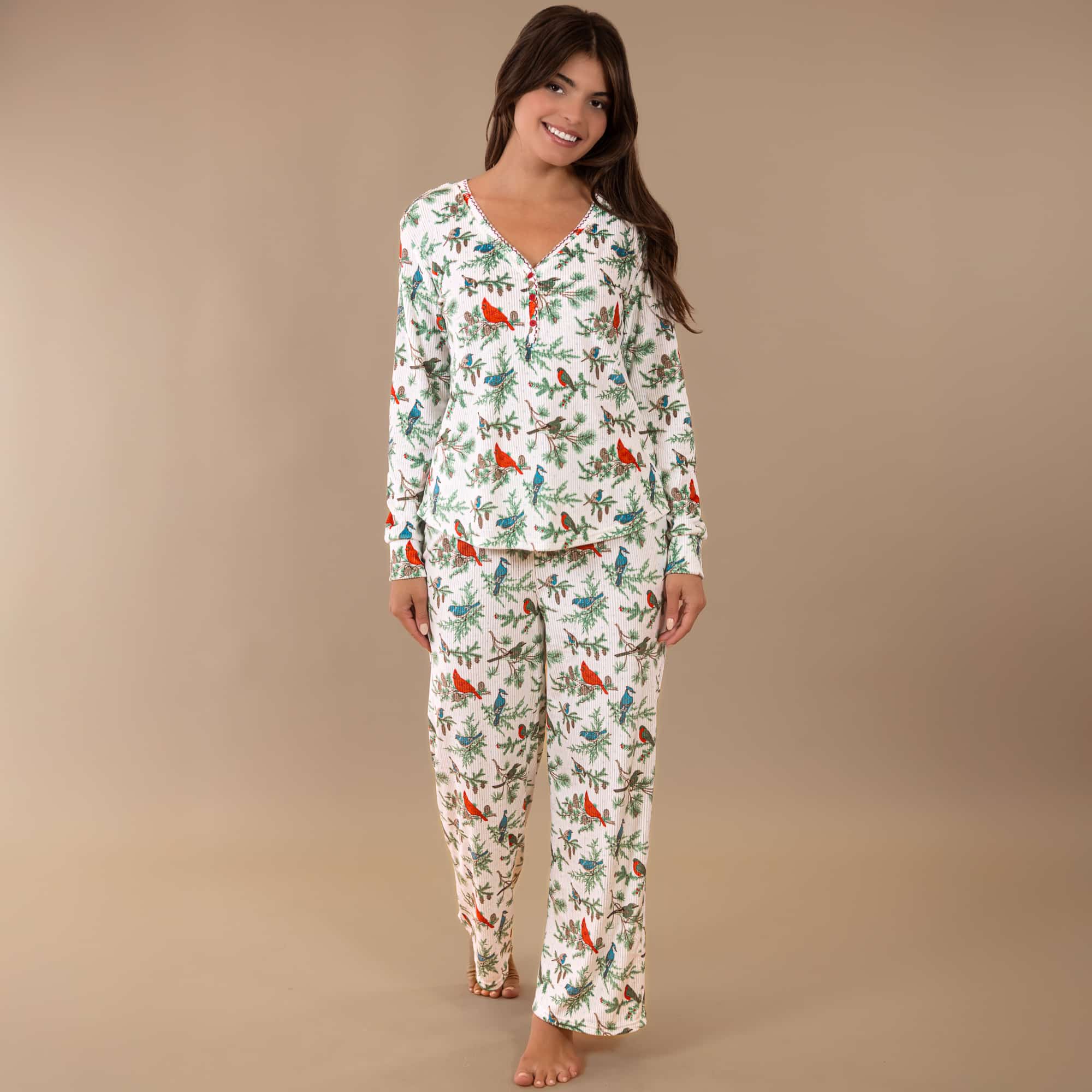 Winter Birds Pajama Pants | Cardinal and Blue Jay PJ Bottoms