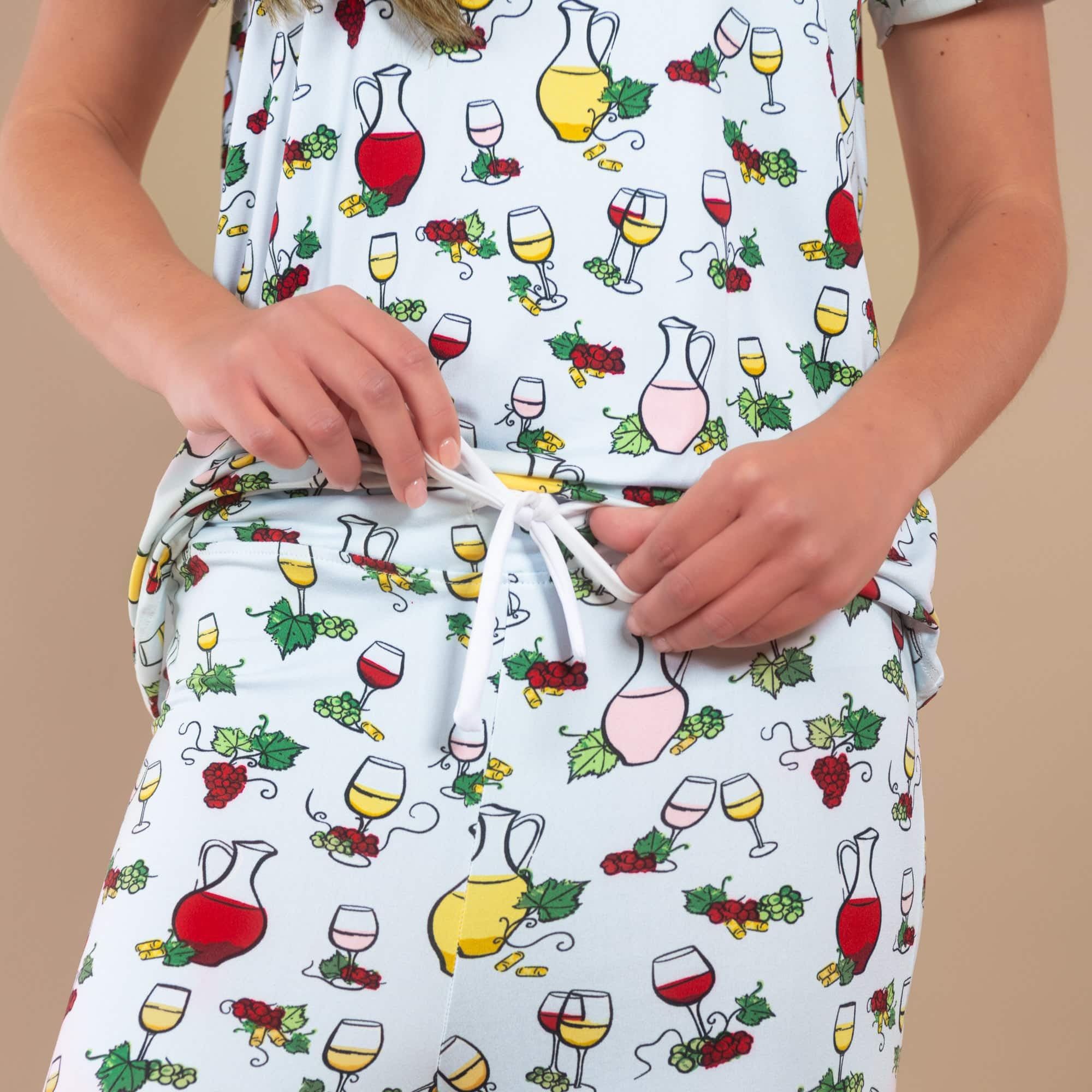 Wine Tasting Pajama Pants | Blue Drinks PJ Bottoms